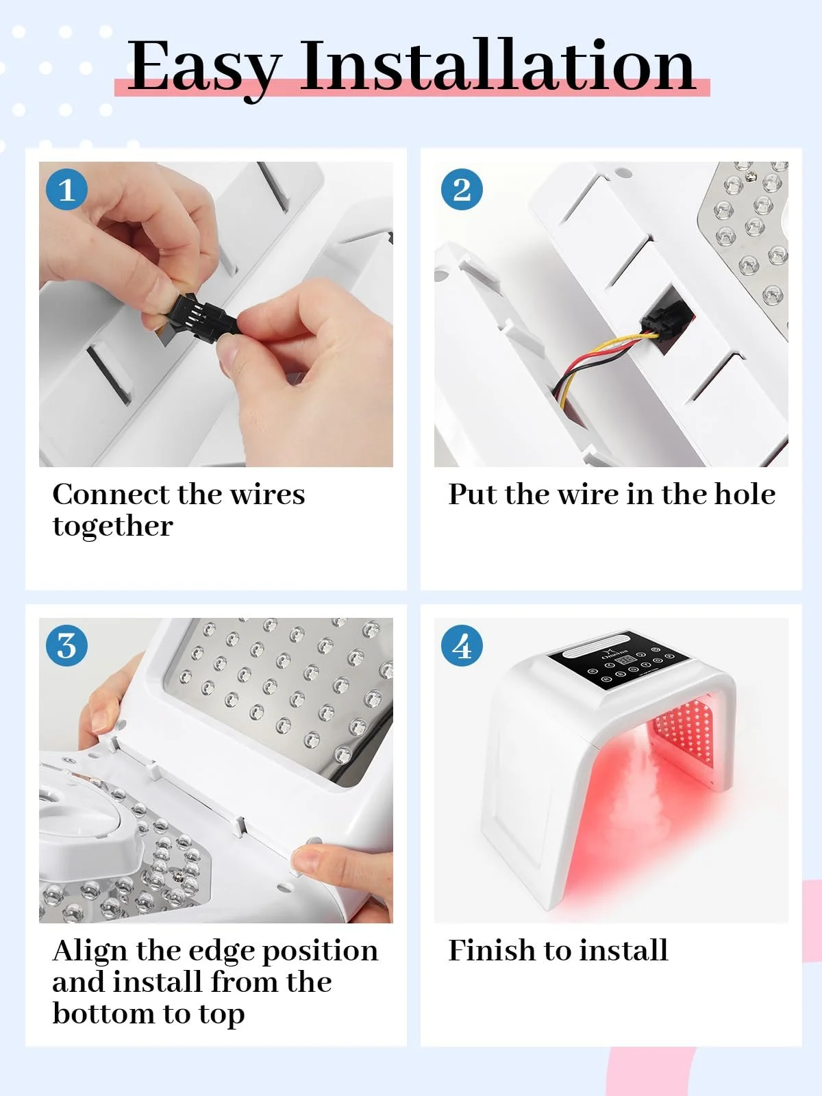 Маска для лица LED Deciniee для световой терапии с функцией распыления – 6 цветов, фото №7