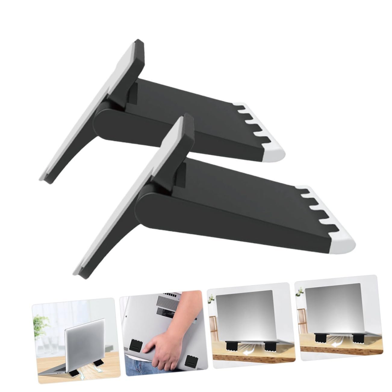 Подставка для ноутбука TEHAUX Складная, 4 шт., эргономичная, регулируемая по высоте, портативная для охлаждения и стабильности Черный, фото №2