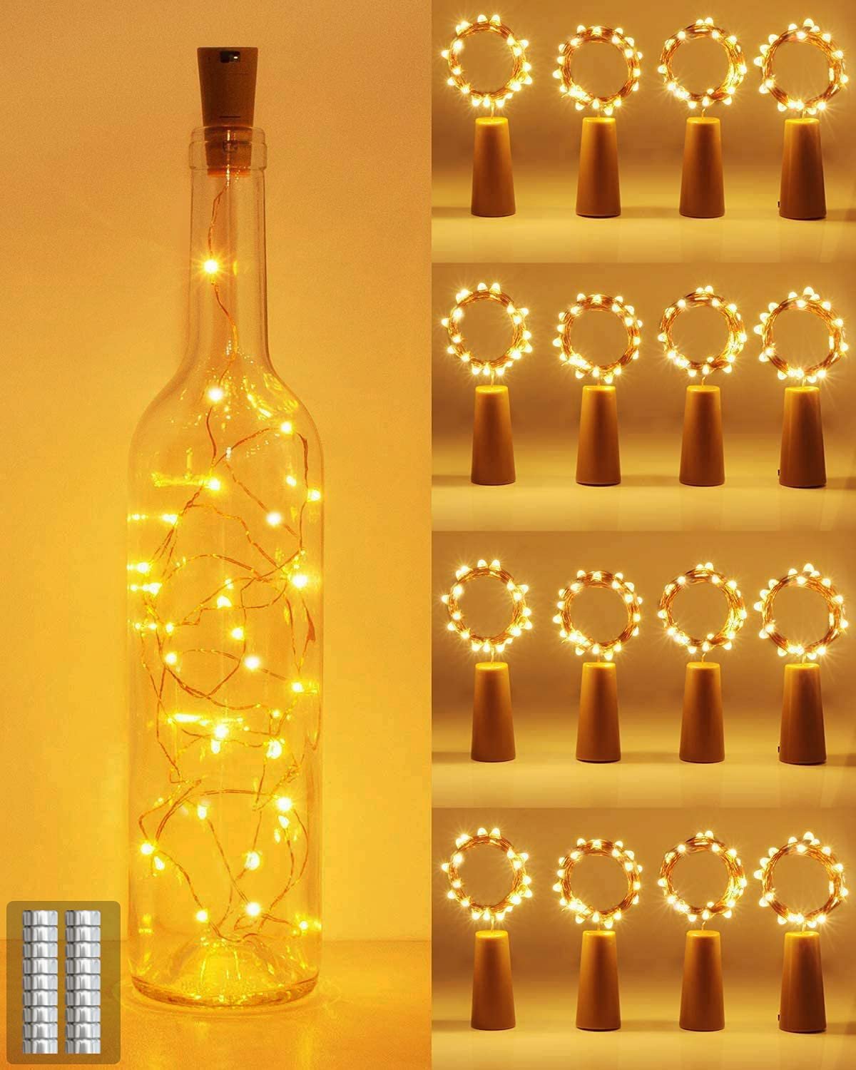 Гирлянда для бутылок Kolpop 2 м 20 LED теплый белый, фото №1
