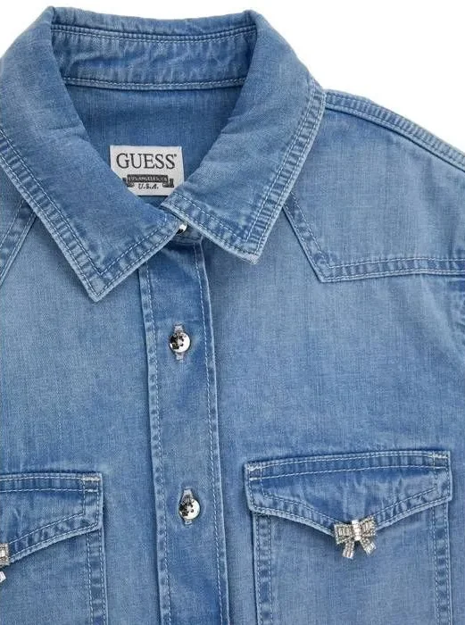 Женская джинсовая рубашка GUESS JEANS / Голубая / Размер S, фото №4