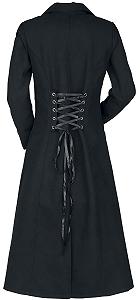 Пальто Gothicana by EMP Довге У стилі мілітарі Двобортне Чорне synthetic.ua - Фото 1