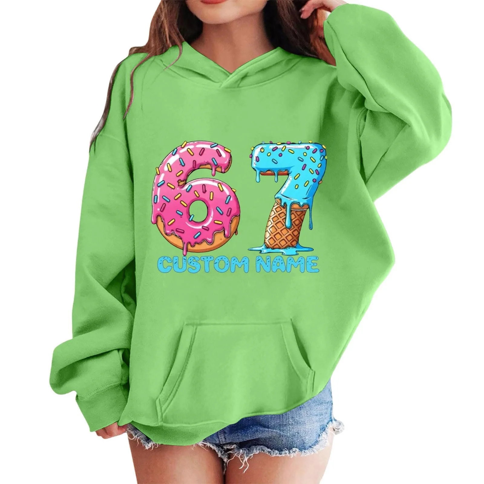 Худи Generisch для девочек, детский удобный мягкий теплый дышащий пуловер с графикой, повседневная модная толстовка с длинными рукавами, фото №4