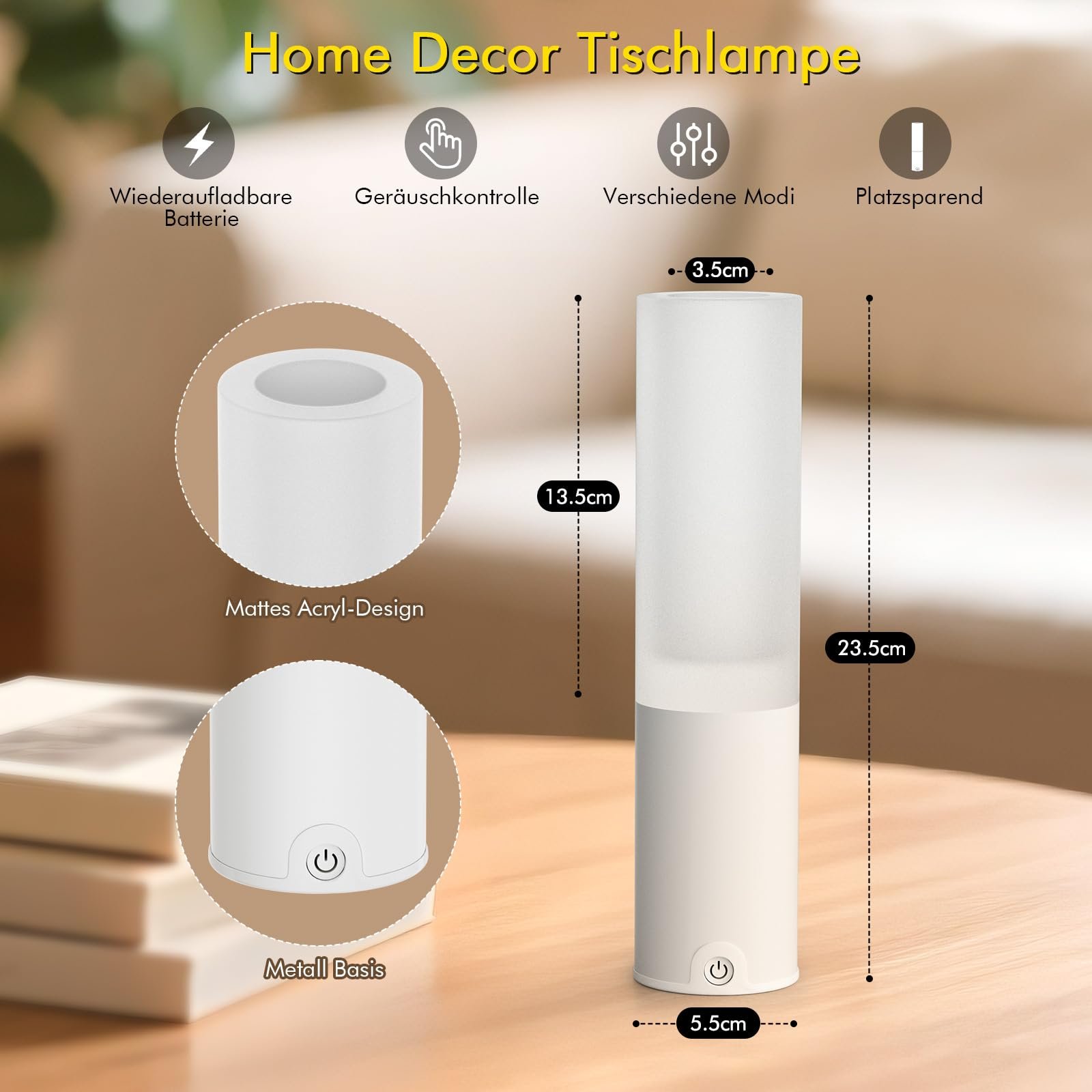 Настільна лампа EppieBasic LED Бездротова 5400 мАг USB-C RGB Білий, фото №7