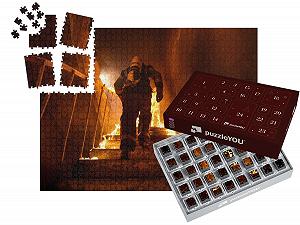 Пазл-адвент-календарь puzzleYOU Fire Brigade Puzzle Collection Fireman on Burning Stairs 1000 элементов - Фото 1