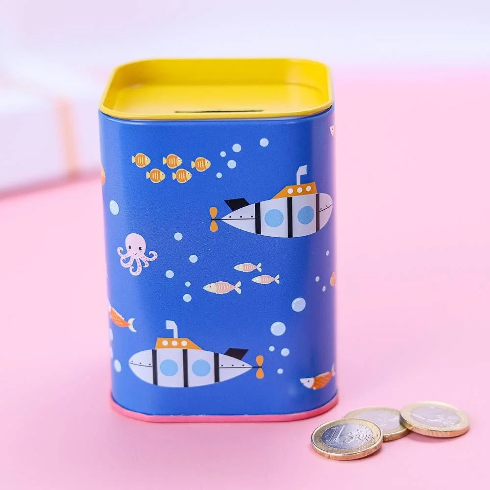 Копилка Vivos Colores Submarine с жестяной крышкой и функцией пенала, фото №2