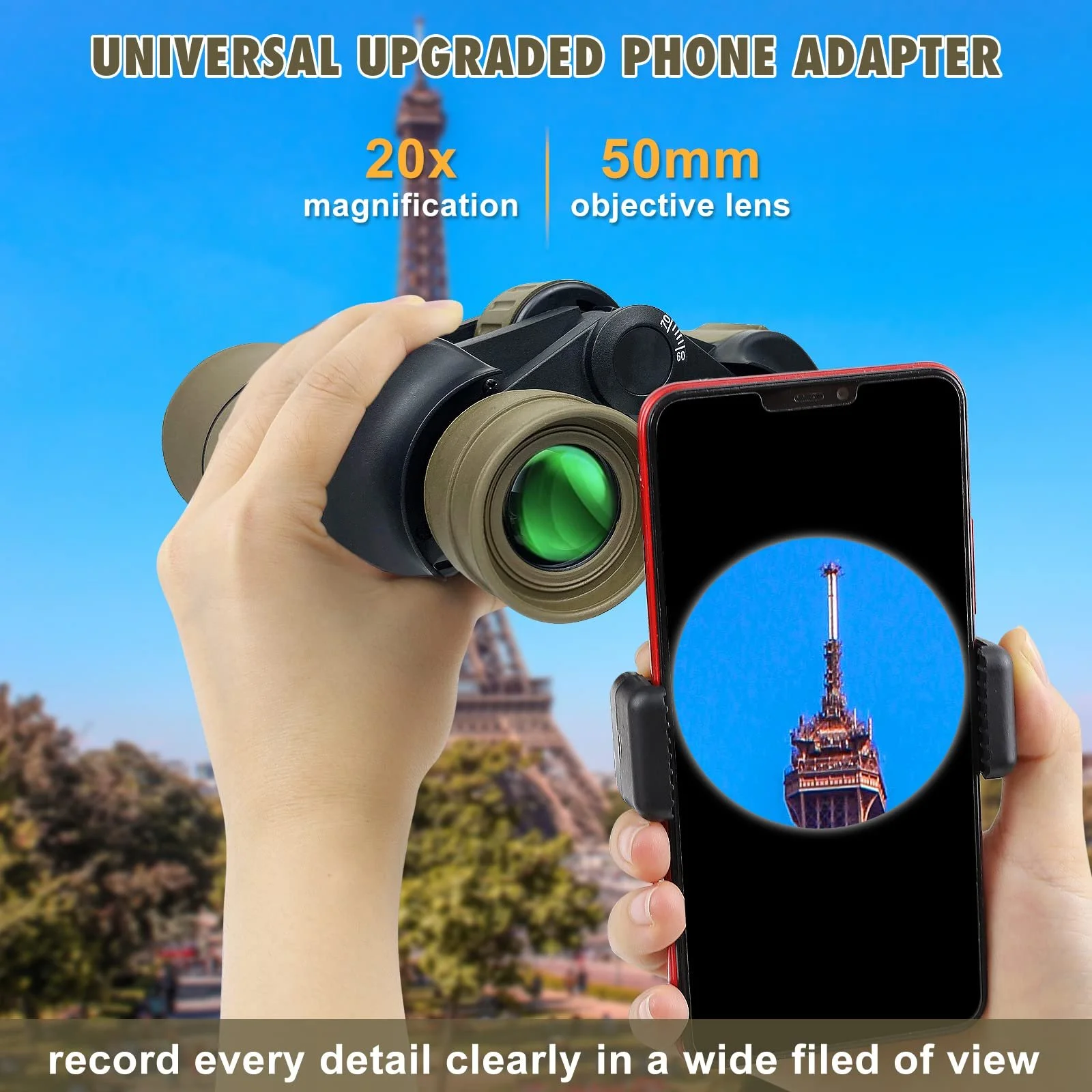 Бінокль 20x50 HD Night Vision Waterproof Professional FMC Lens, фото №6