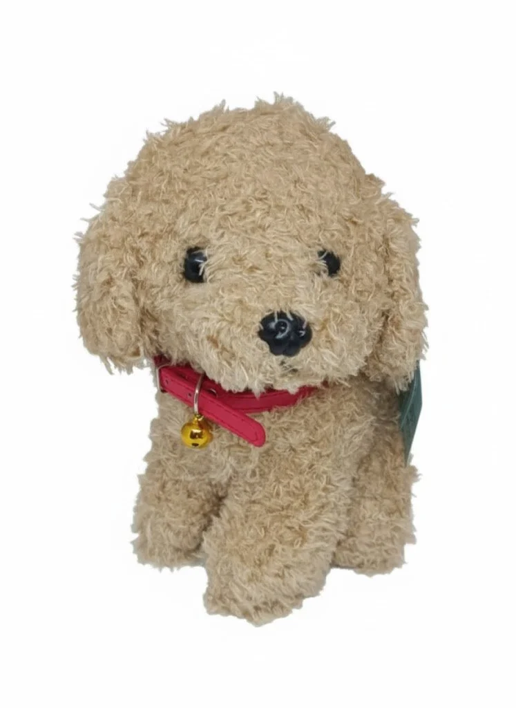 М'яка іграшка собака Мальтипу Maltipoo кучеряве щеня з нашийником бежевий 23 см, фото №2