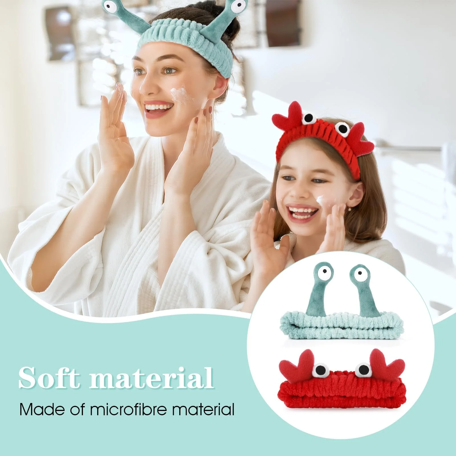 Набір з пов'язок на голову для вмивання, косметичнаушу, догляду за шкірою та краси, фото №5