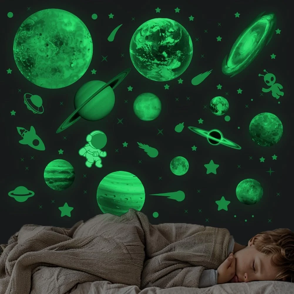 Світні наклейки на стіну SUPERDANT Галактика Планети 4 аркуші 31 x 26 см, фото №5