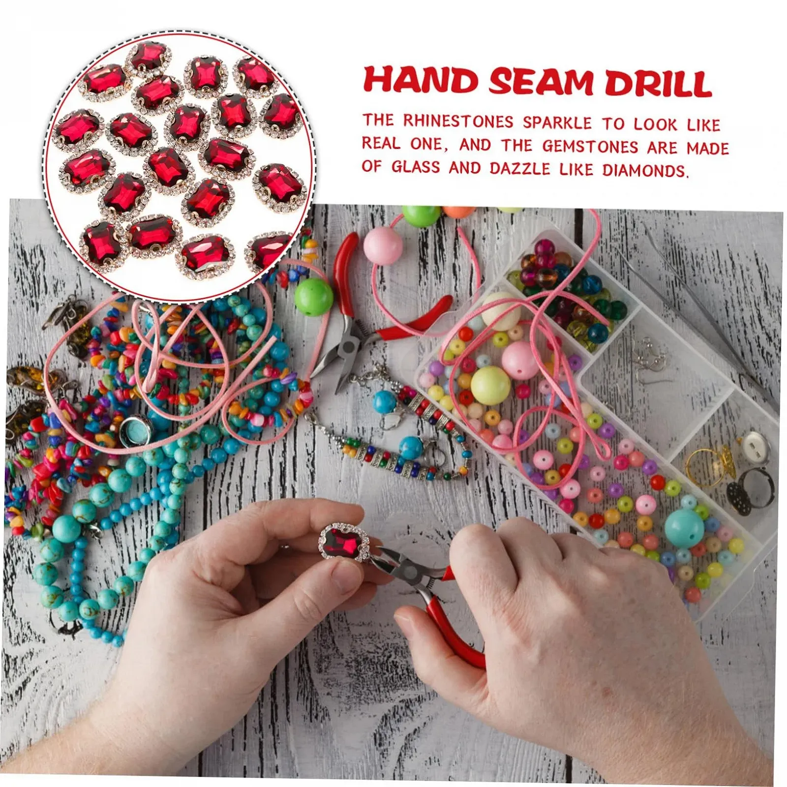 Стрази LALAFINA 20 шт., маленькі, пришивні, для прикраси одягу, сумок та весільних суконь, матеріали для рукоділля, яскраво-червоні, фото №8