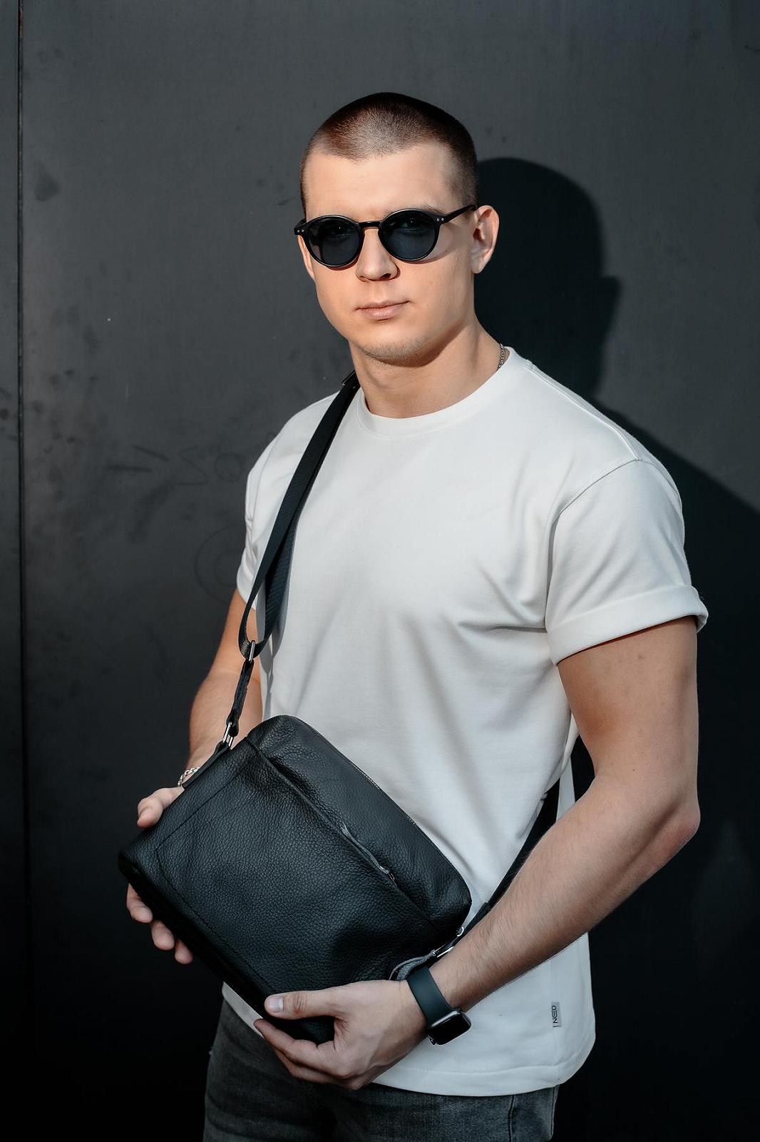 Сумка-мессенджер із натуральної шкіри сумка через плече чоловіча SKILL Slide, фото №1