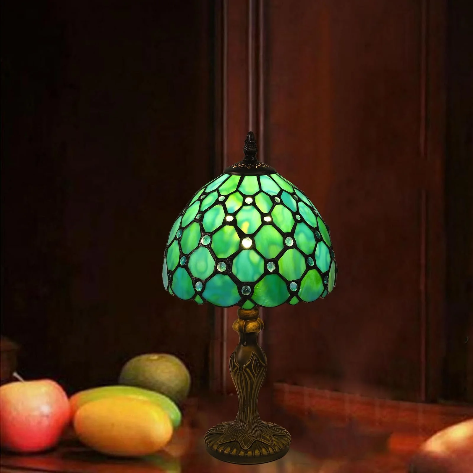 Настільна лампа Tiffany Retro Vintage Handcraft Glass Lampshade E27 LED Блакитна, фото №8