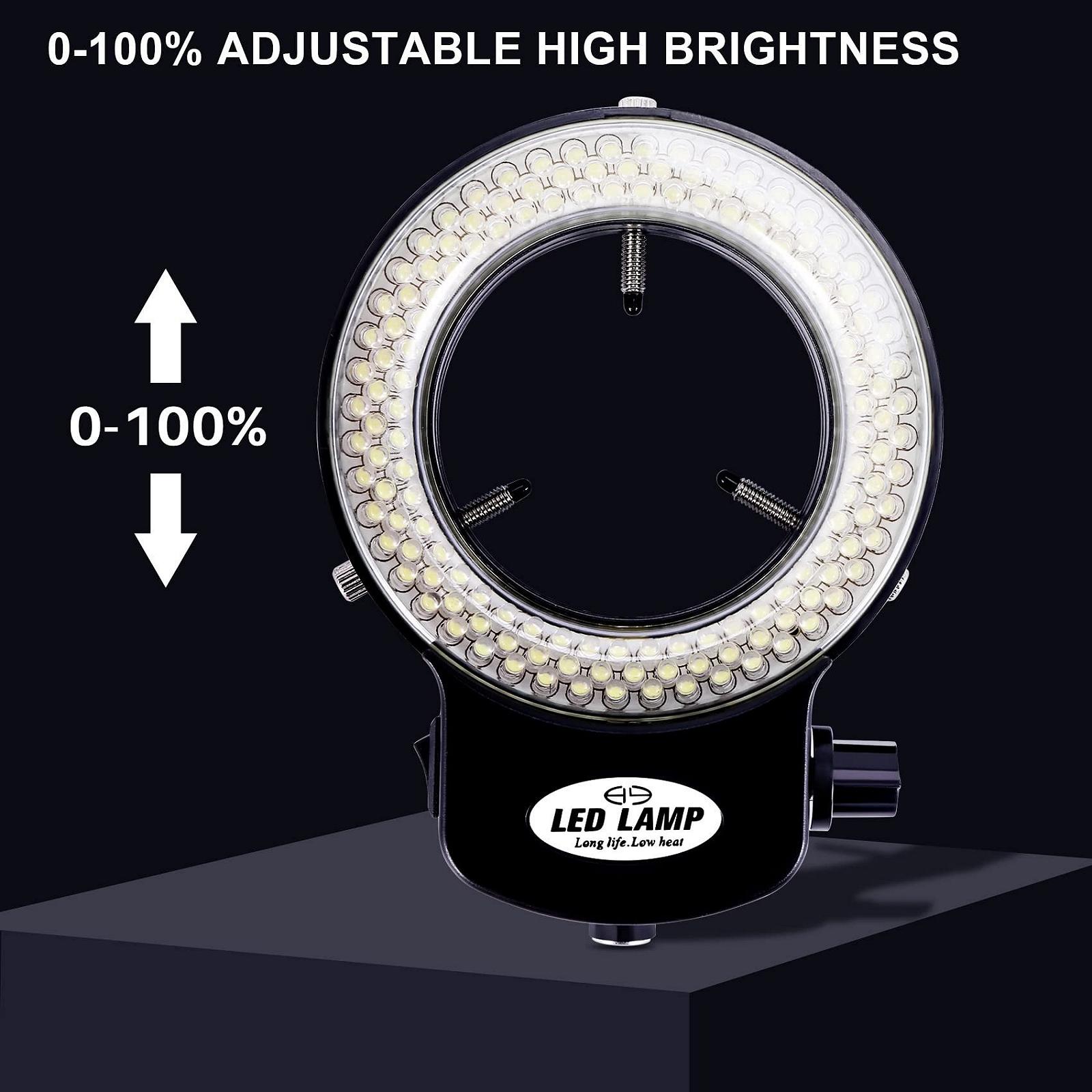 Кольцевая лампа для микроскопа 144 LED регулируемая 0-100%, фото №2
