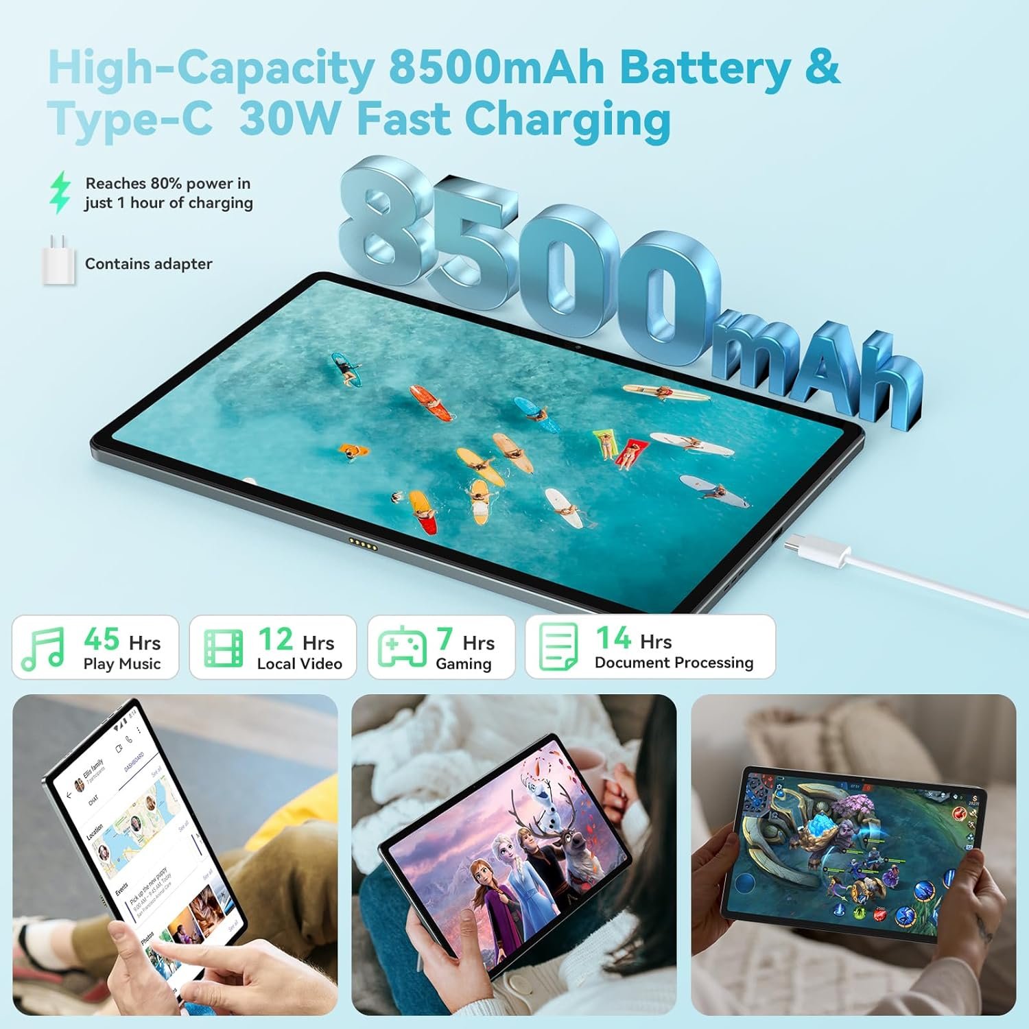 Планшет 11" Full HD HEADWOLF H3 12/256Gb 4G 2-SIM Android 12 8500 mAh Серый, фото №3