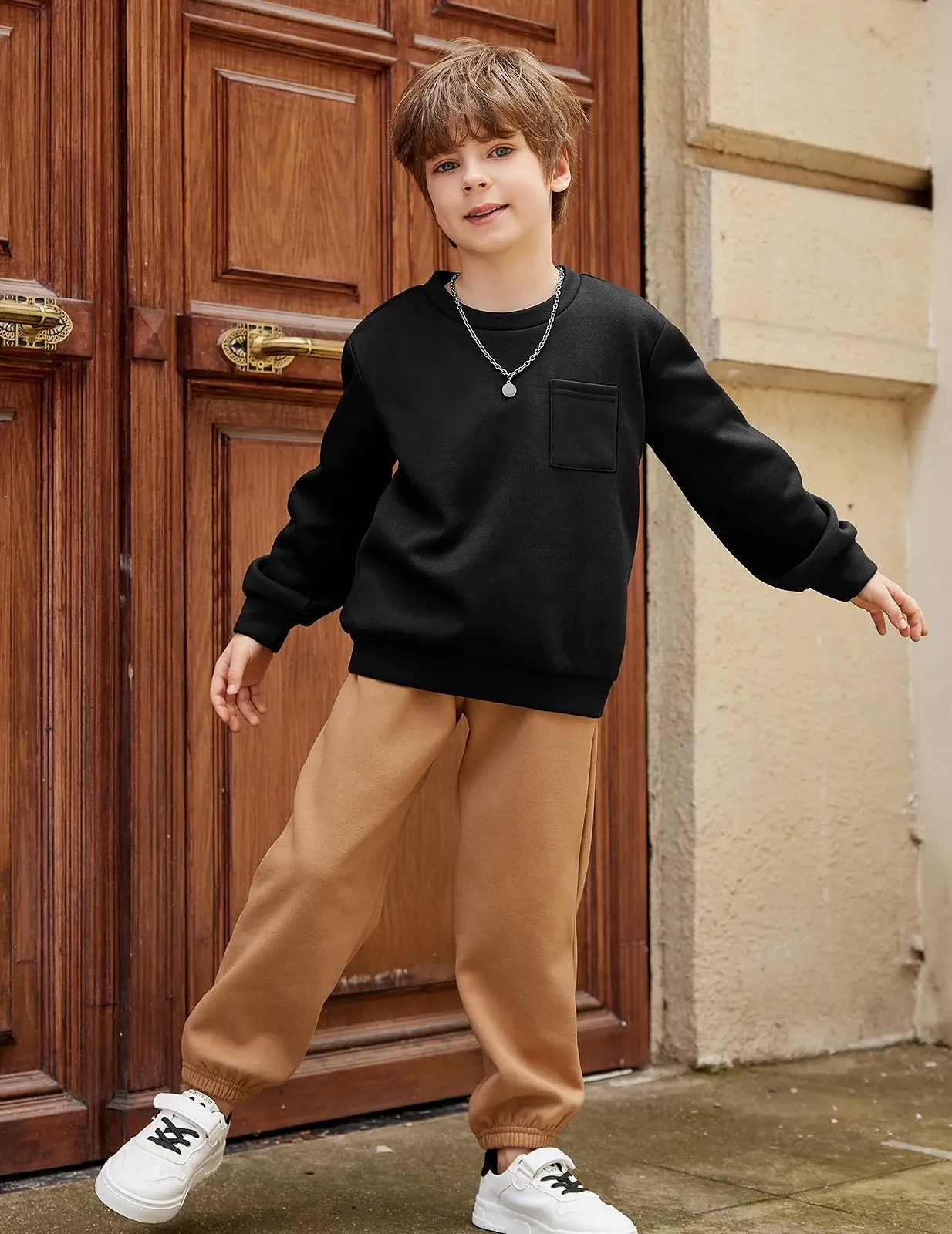 Свитшот Arshiner для мальчиков, флисовый, детский пуловер, с круглым вырезом горловины, с длинными рукавами, зимний топ, джемпер с нагрудным карманом, детская одежда 5-12 лет, фото №6