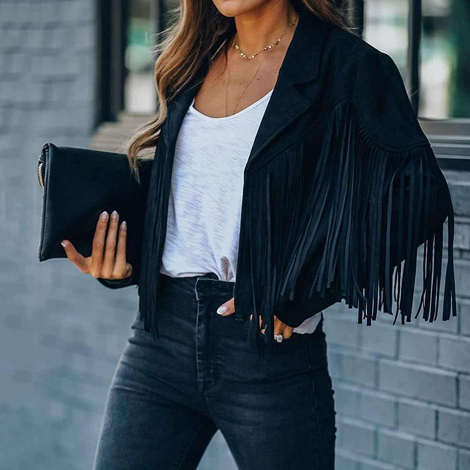 Коротка куртка з бахромою для жінок, фото №6 Коротка куртка з бахромою для жінок, фото №6