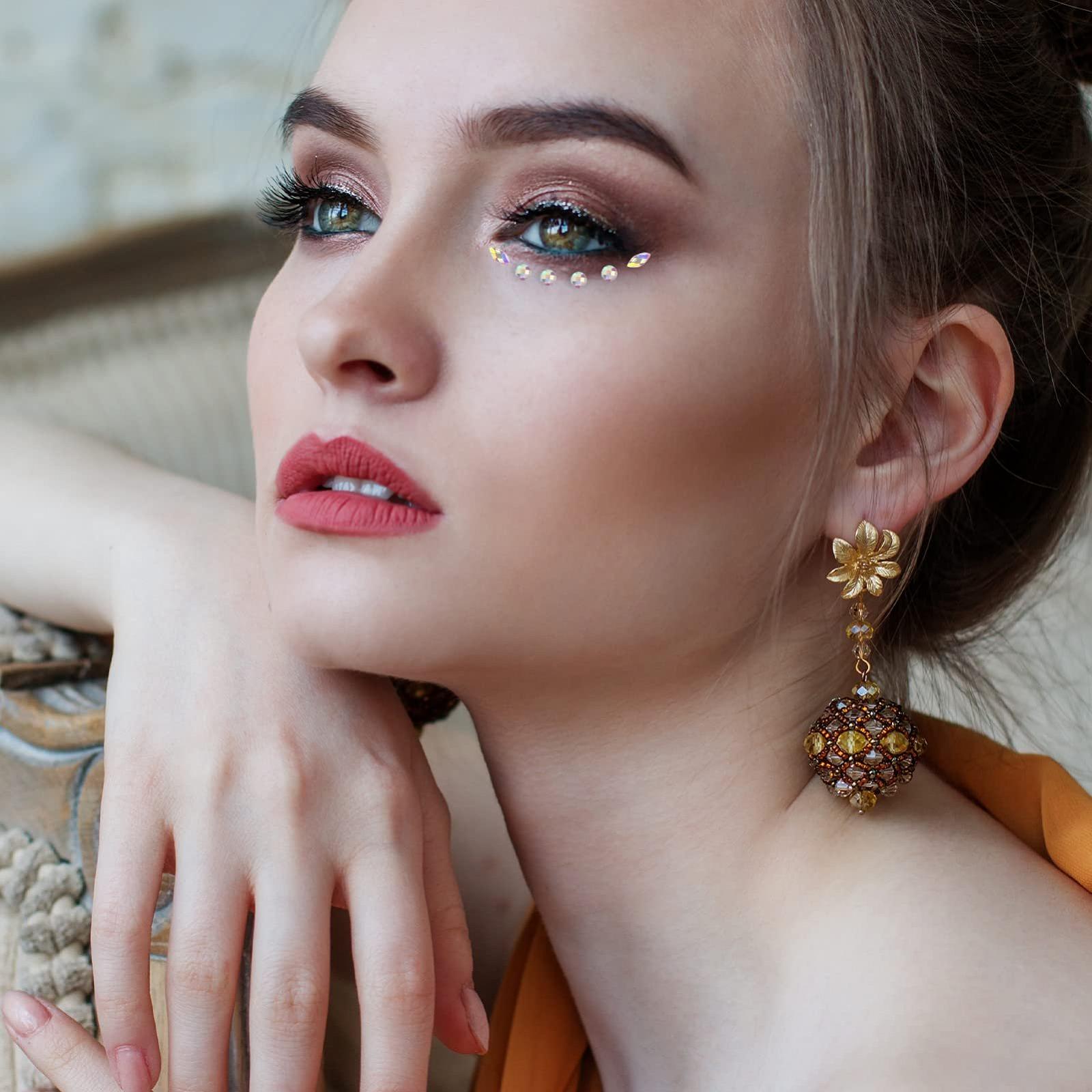 Наклейки Стразы для глаз FRCOLOR 12 листов, драгоценности для лица, наклейки для ногтей, драгоценности для тела, смола с клеевой вставкой, фото №7