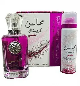 Парфюмерная вода Mahasin Crystal Violet Цветочный Орхидея Ваниль Мускусный Древесный 100 мл с дезодорантом - Фото 1