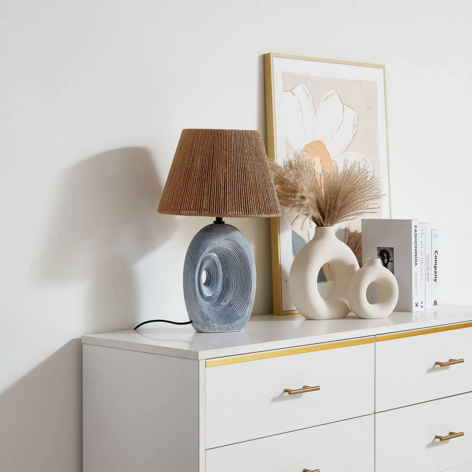 Настільна лампа Lindby Seasur Country House Vintage Rustic алюміній кераміка 1 лампа E27, фото №4