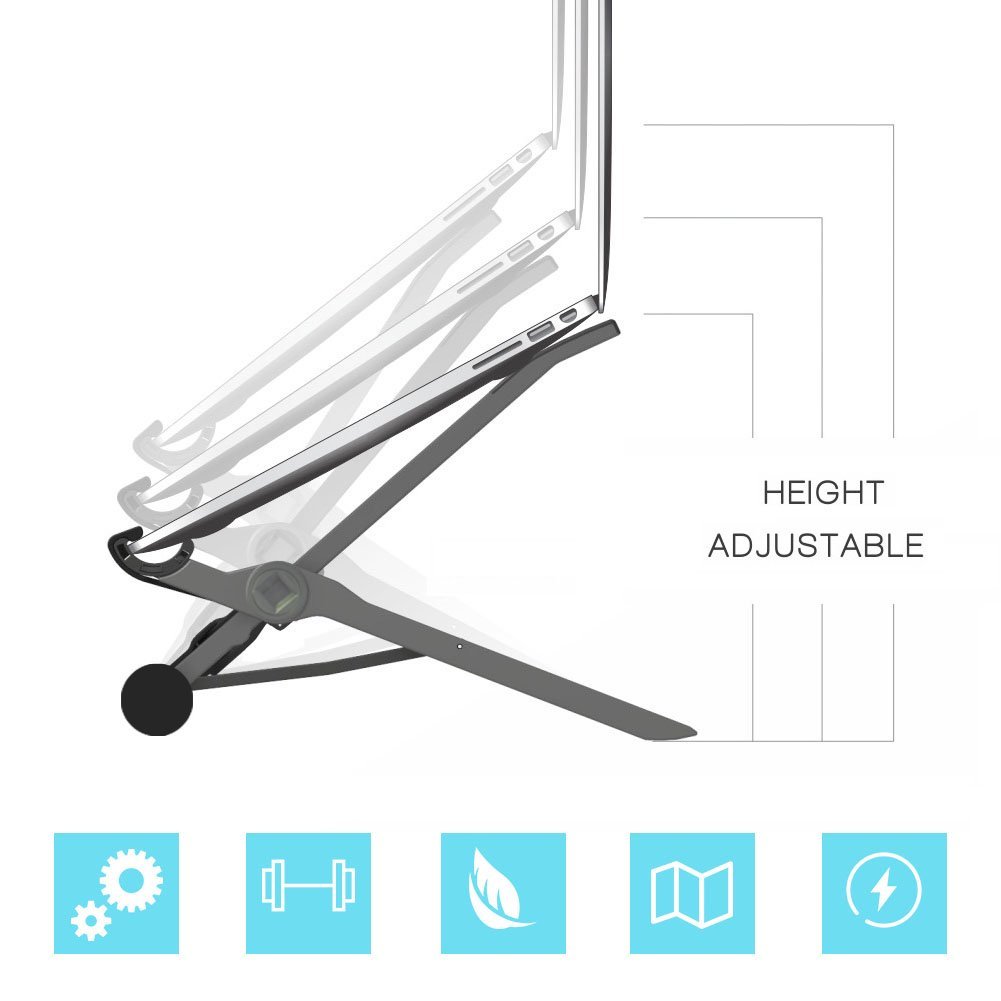 Підставка для ноутбука Asixxsix Klappbarer, регульована по висоті, срібляста, фото №3 Підставка для ноутбука Asixxsix Klappbarer, регульована по висоті, срібляста, фото №3