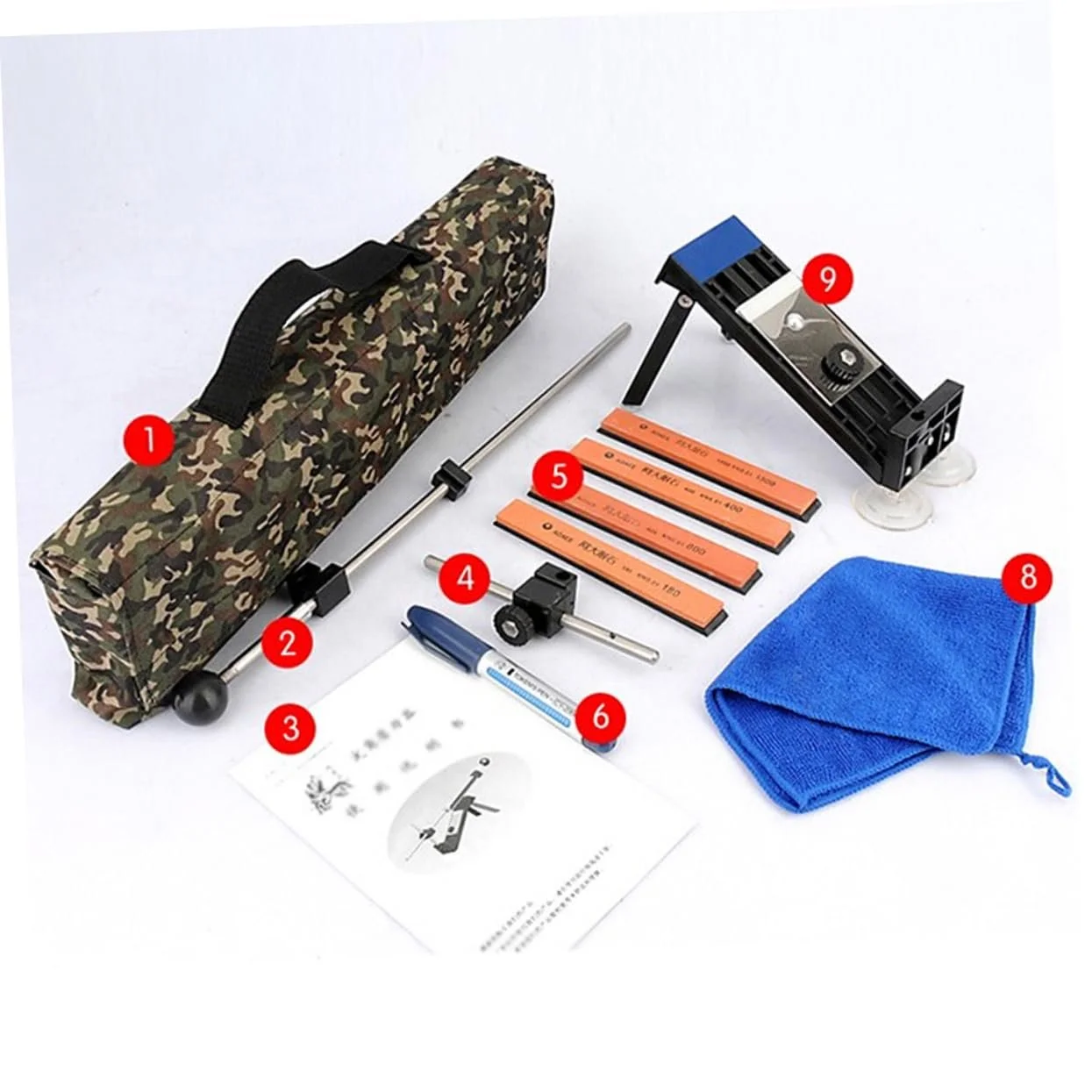 Набір для заточування ножів Zerodeko професійний з фіксованим кутом та каменями 180#, 400#, 800#, 1500#, фото №6