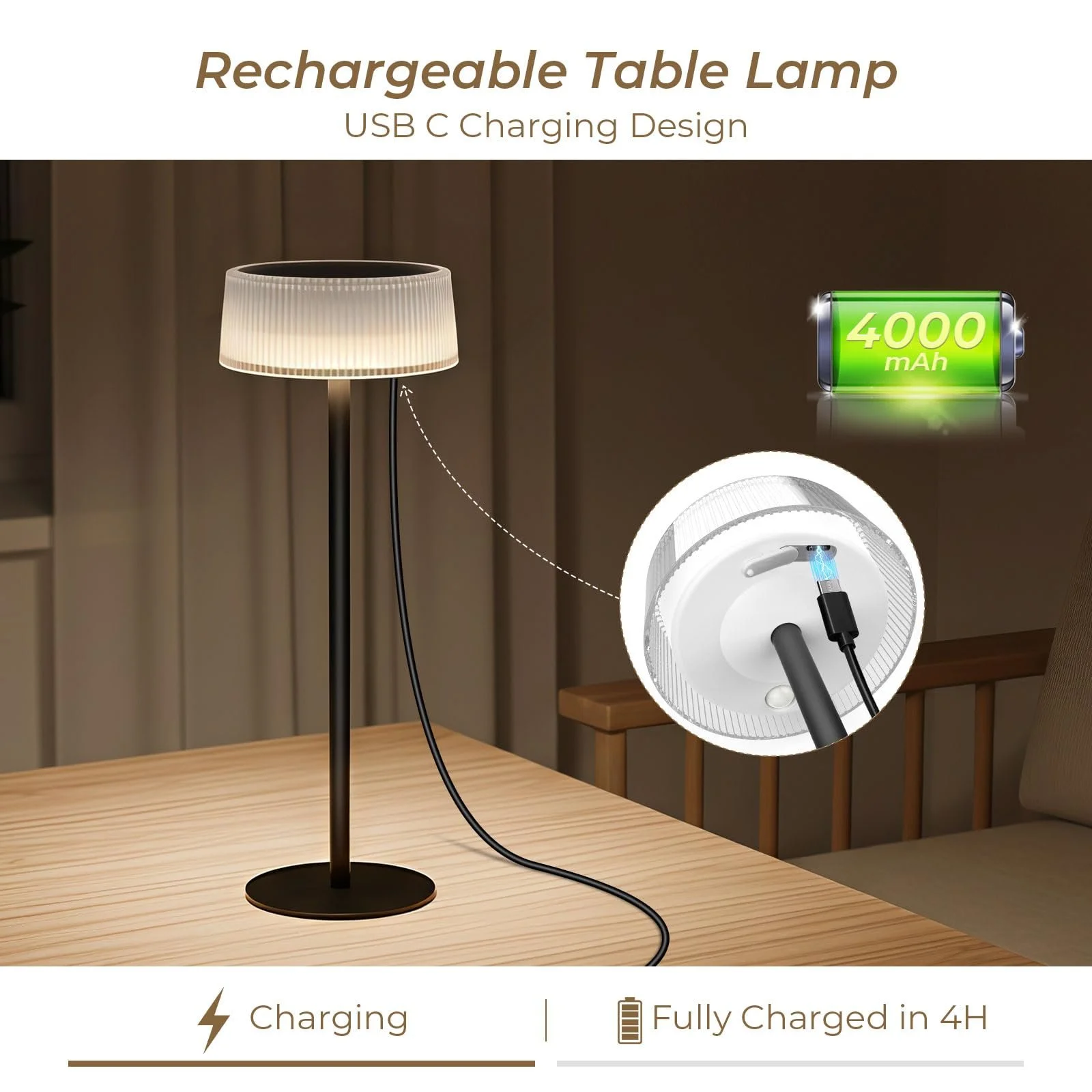 Настольная лампа Lacasa LED Аккумуляторная Солнечная 2 шт. IP67 3000K-6000K, фото №4