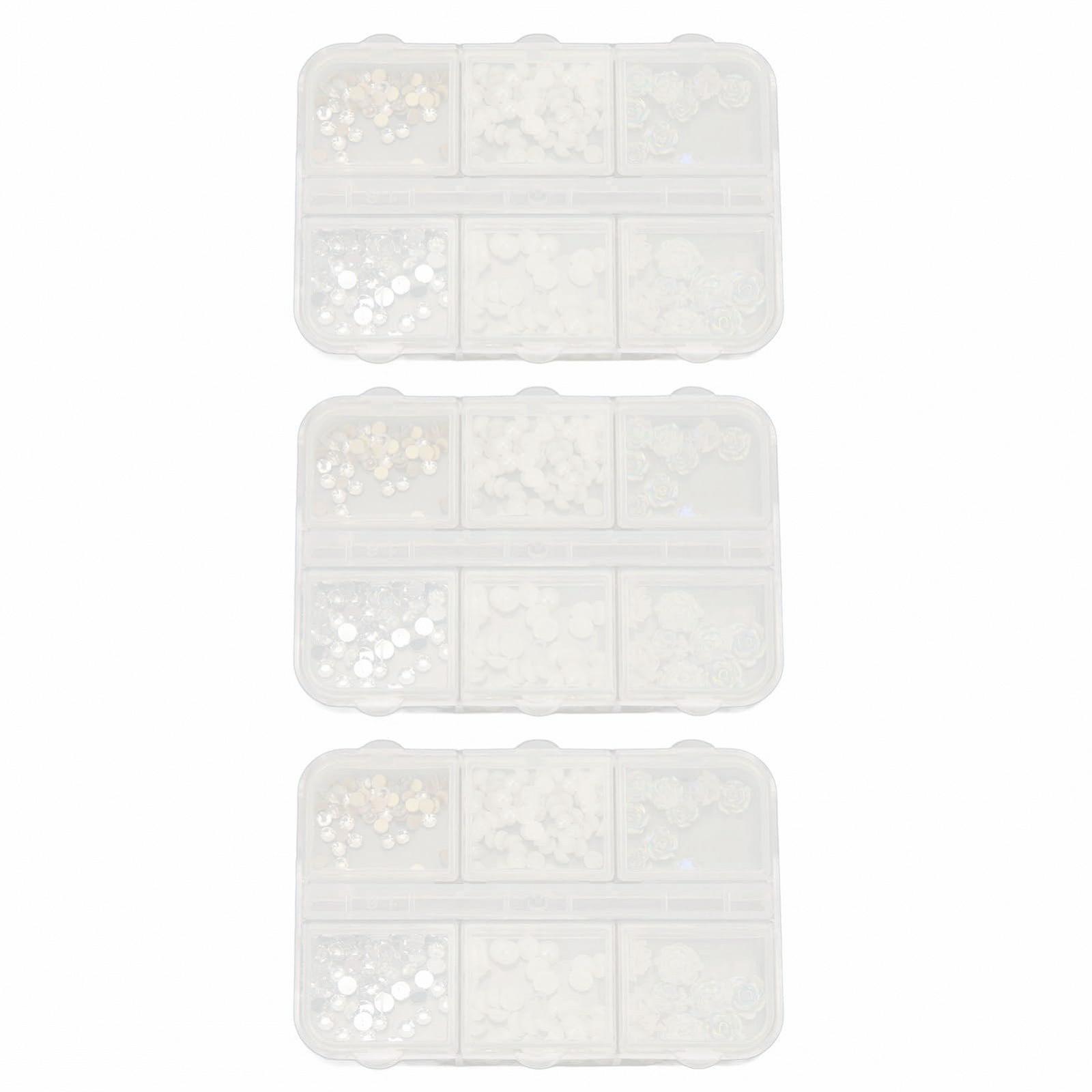 Жемчуг для дизайна ногтей Форма Цветка Набор для DIY украшений ногтей 3 коробки ABS материал, фото №8
