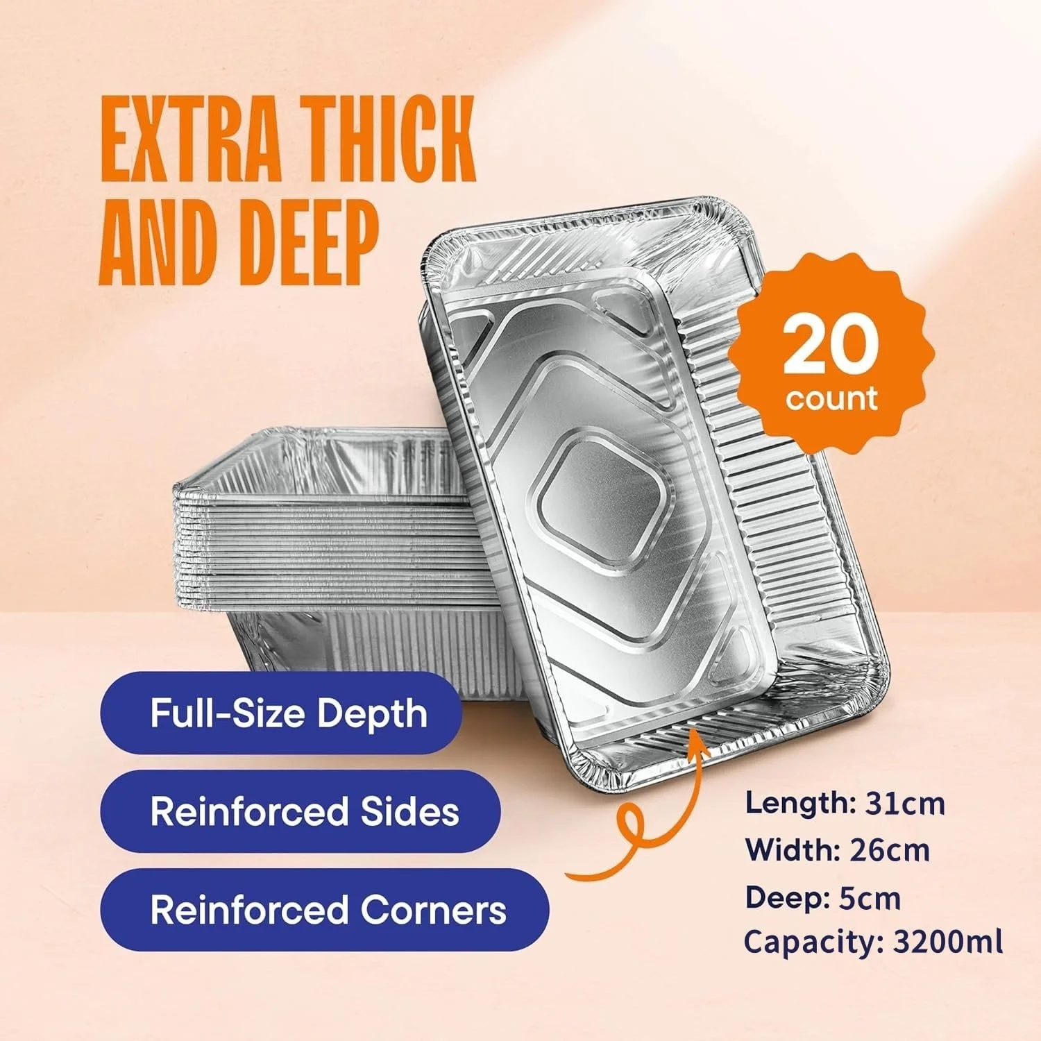 Формы для запекания LATERN алюминиевые большие 20 шт., фото №4 Формы для запекания LATERN алюминиевые большие 20 шт., фото №4