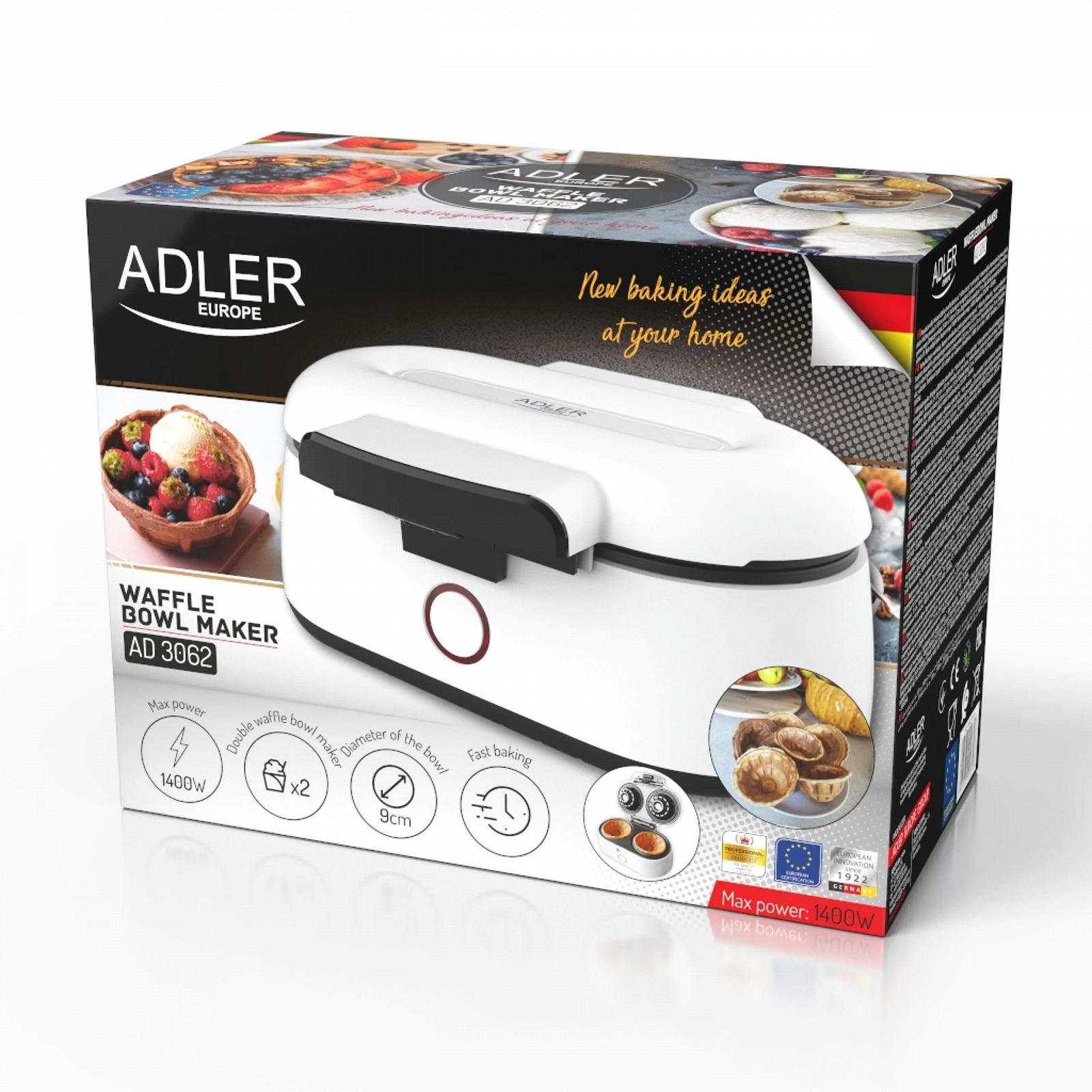 Вафельниця ADLER EUROPE AD3062, 1400 Вт, для хрустких чаш, антипригарне покриття, фото №9