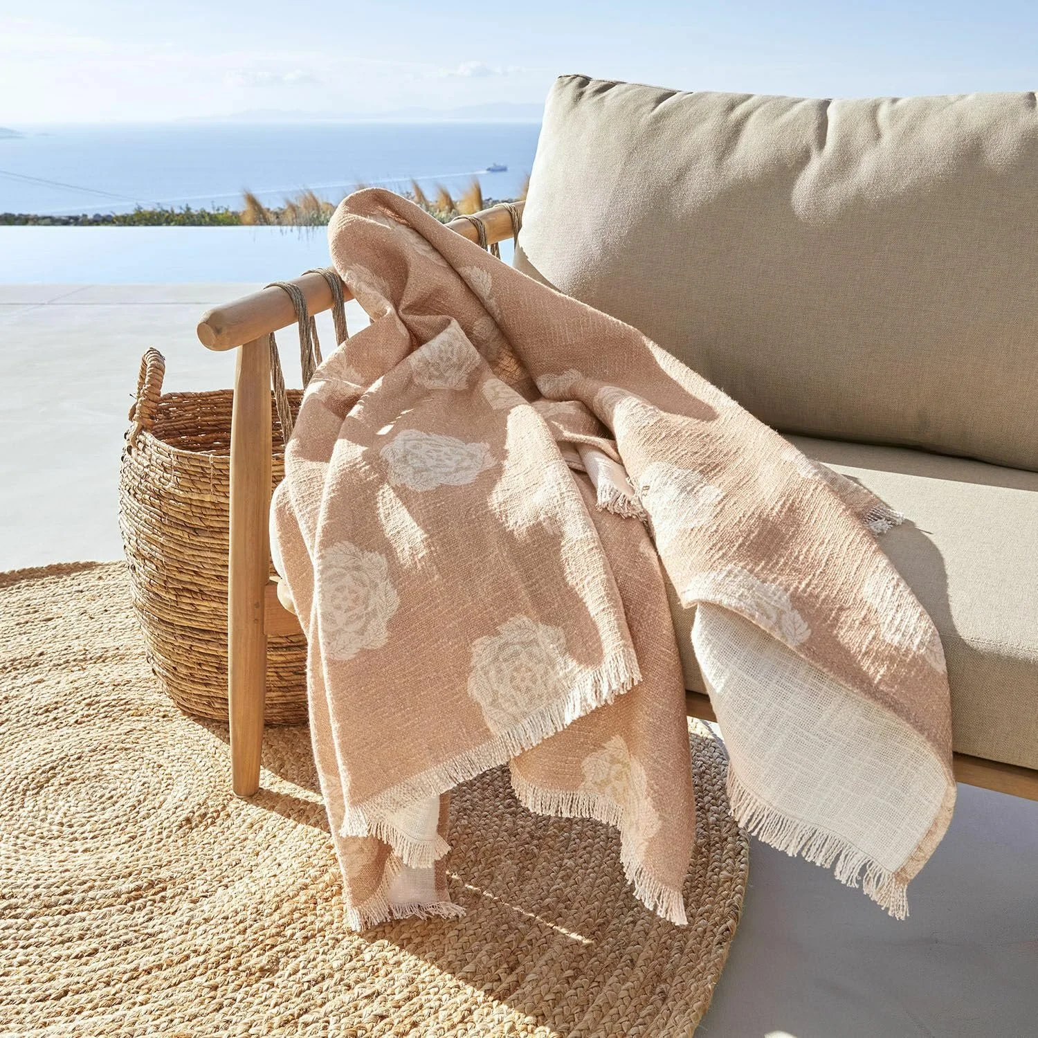 Плед Loberon Belvienne, Рожевий/Кремовий, фото №2