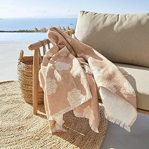 Плед Loberon Belvienne, Розовый/Кремовый synthetic.ua - Фото 1