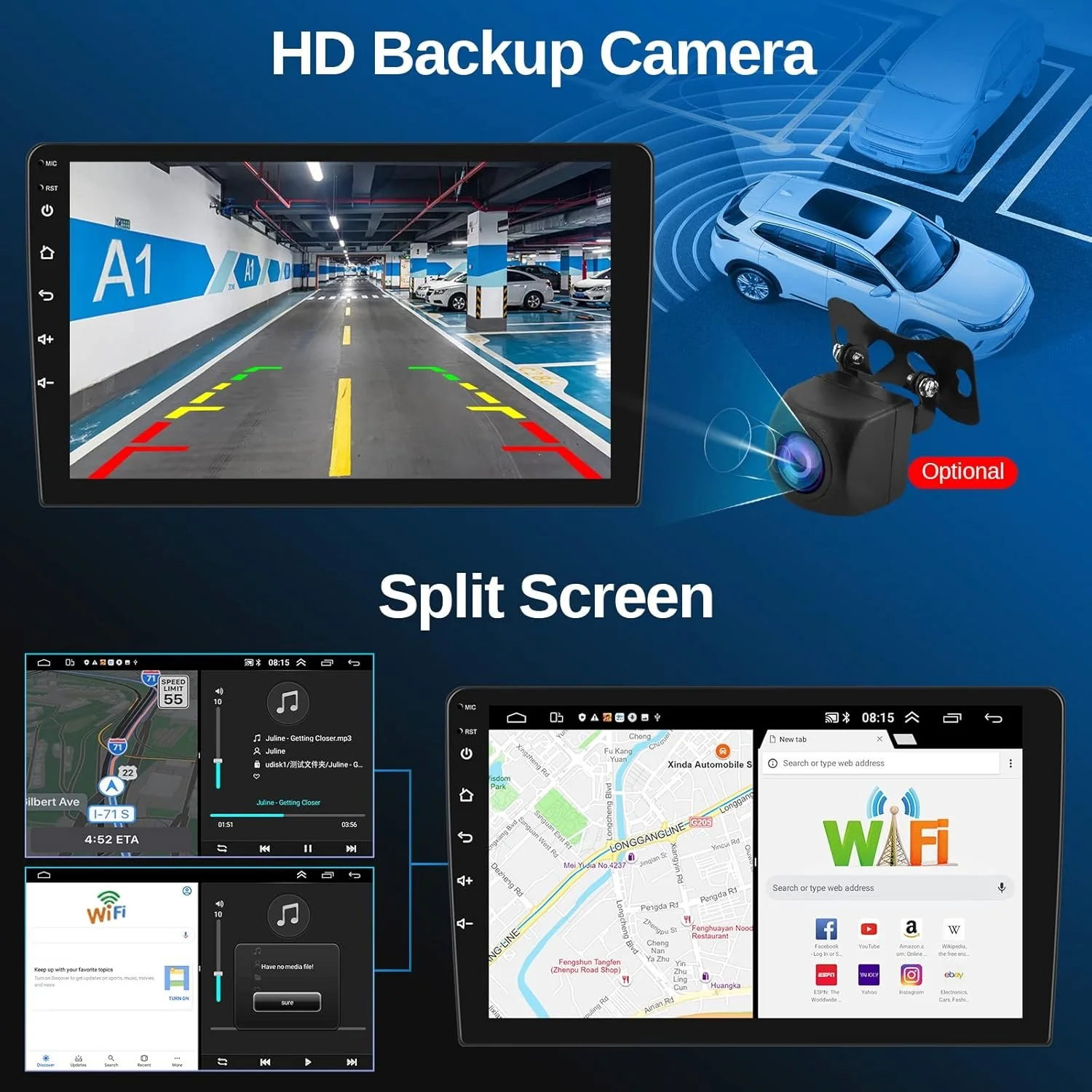 Штатная автомагнитола Podofo для Honda Accord 2003-2007 / 10.1" / Сенсорная / 2/64Гб / Android 13 / Apple CarPlay / Android Auto / Bluetooth / WI-FI / GPS / USB, фото №5