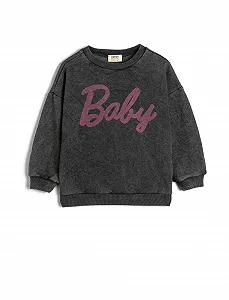 Світшот Koton для дівчат, з довгими рукавами, круглим вирізом горловини, з принтом, з м'якою внутрішньою стороною - Фото 1