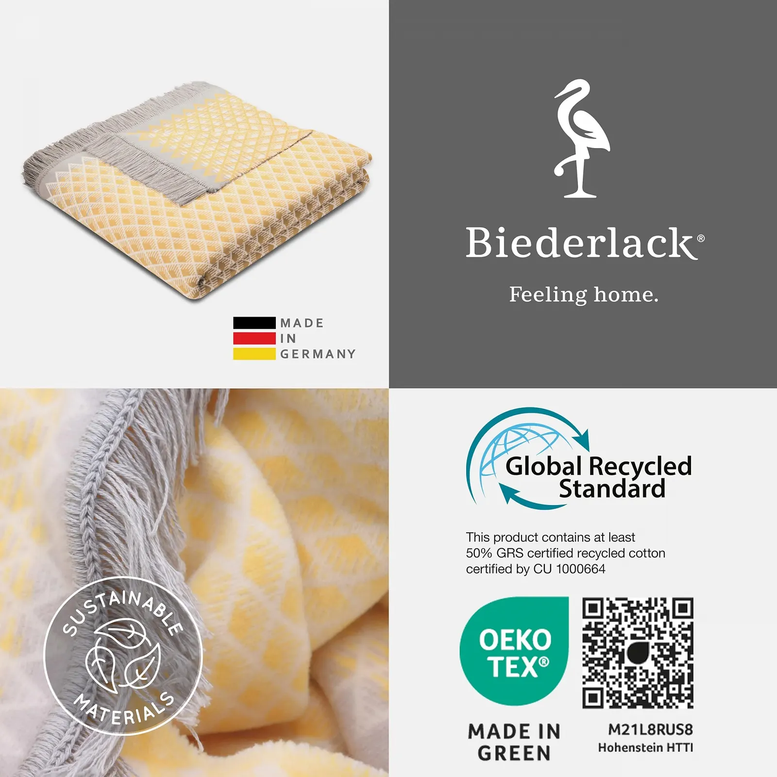 Покривало Biederlack Fluffy Soft Cuddly Daylight Yellow Німеччина Oeko-Tex Made in Green Бахрома Бавовна та поліакрил 150 x 200 см, фото №7