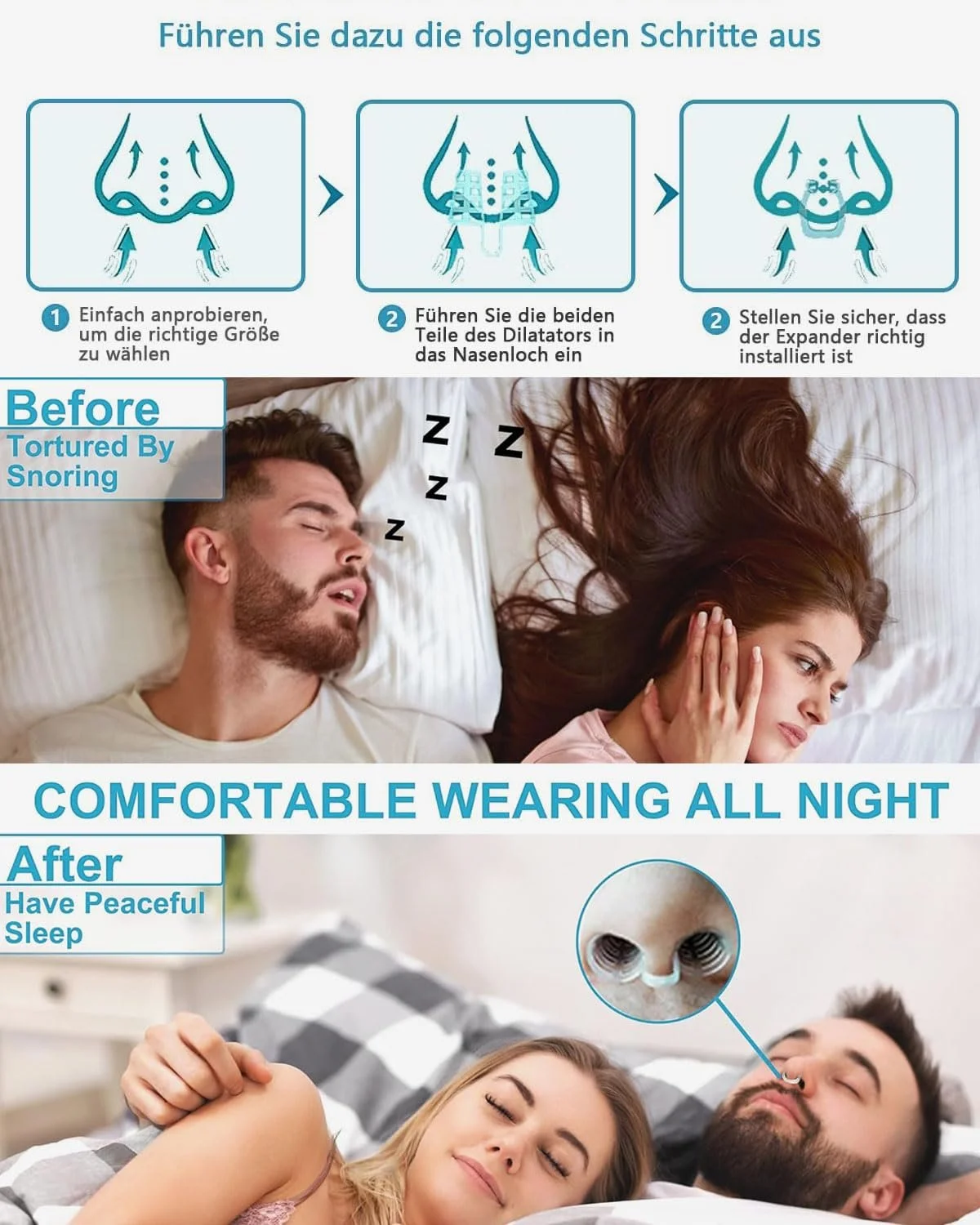 Набір затичок від хропіння (8 шт.) Багаторазові від хропіння Силіконові, фото №3