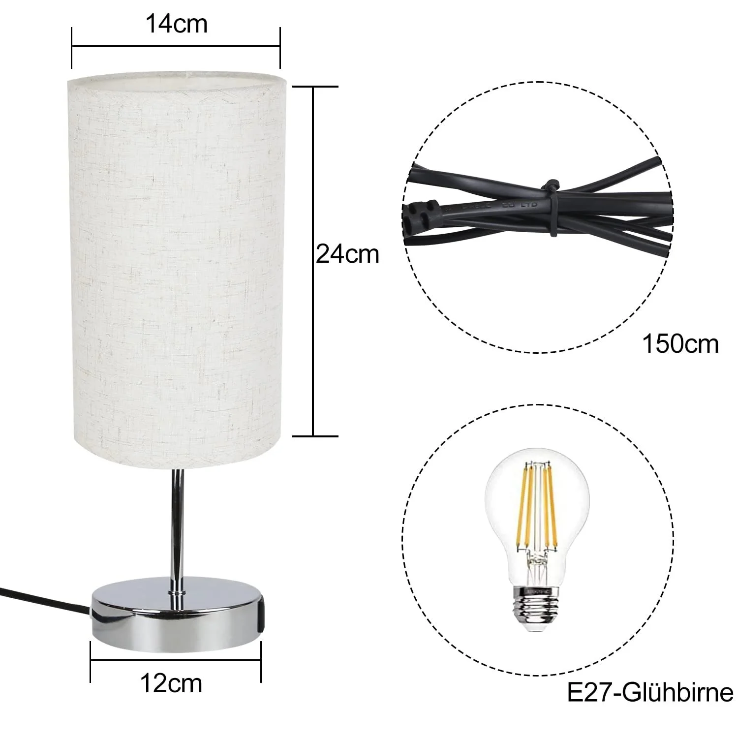 Настільна лампа Набір 2 шт. Сенсорна USB E27 Хром, фото №5
