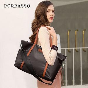 Сумка-тоут PORRASSO для ноутбука, женская, 15,6 дюйма, коричневая, повседневная synthetic.ua - Фото 1