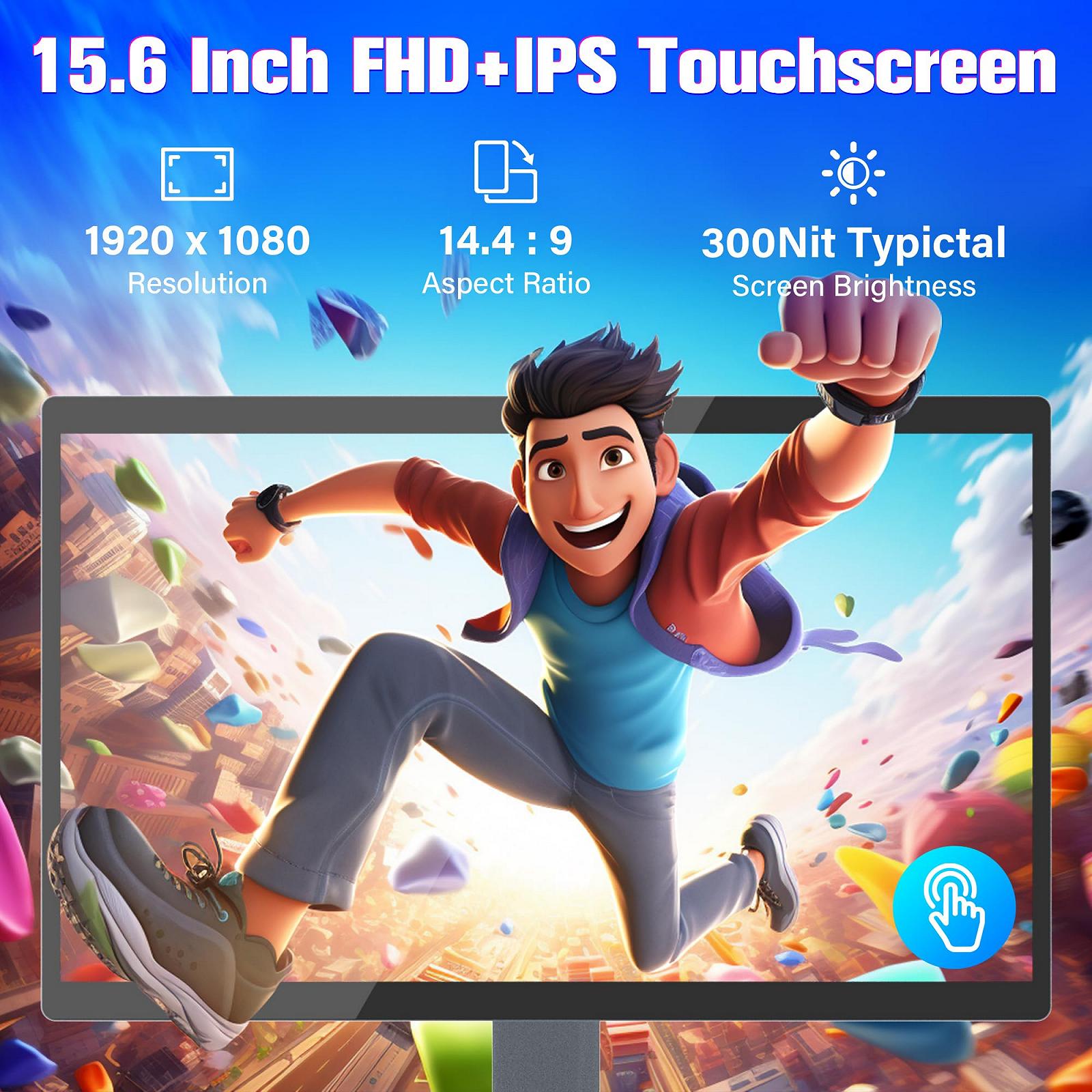 Комп'ютер All in One HEIGAOLAPC 15.6-Inch Touchscreen FHD Display J4125 8GB RAM 128GB ROM Win 11 Pro, фото №4