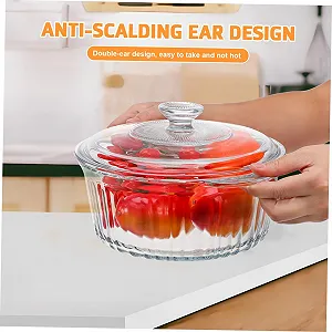 Форма для запікання BESTYASH кругла скляна з кришкою термостійка прозорий synthetic.ua - Фото 1