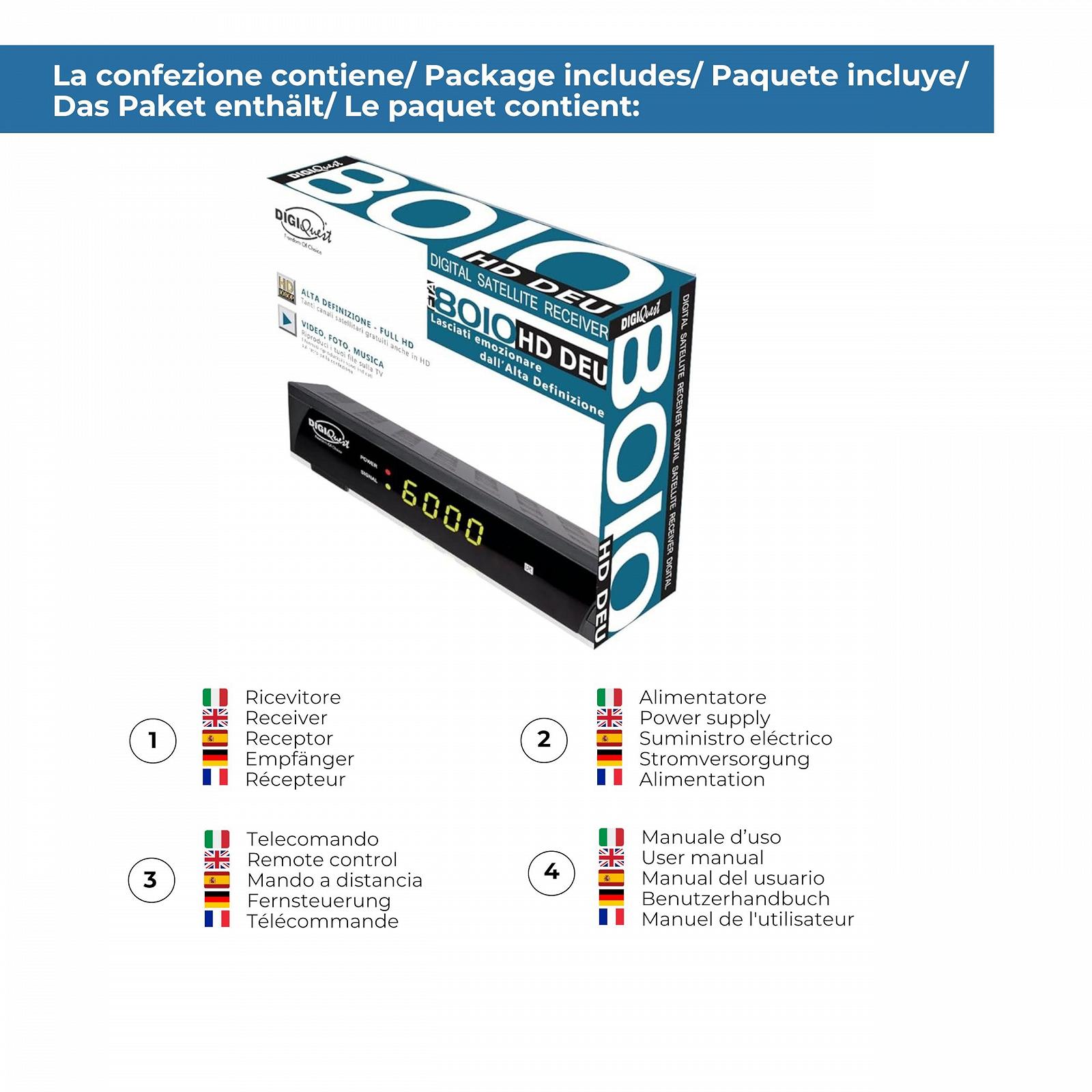 Ресивер Digiquest DVB-S2 8010 HD DEU, медиаплеер, черный, HEVC 265 MAIN10, фото №5