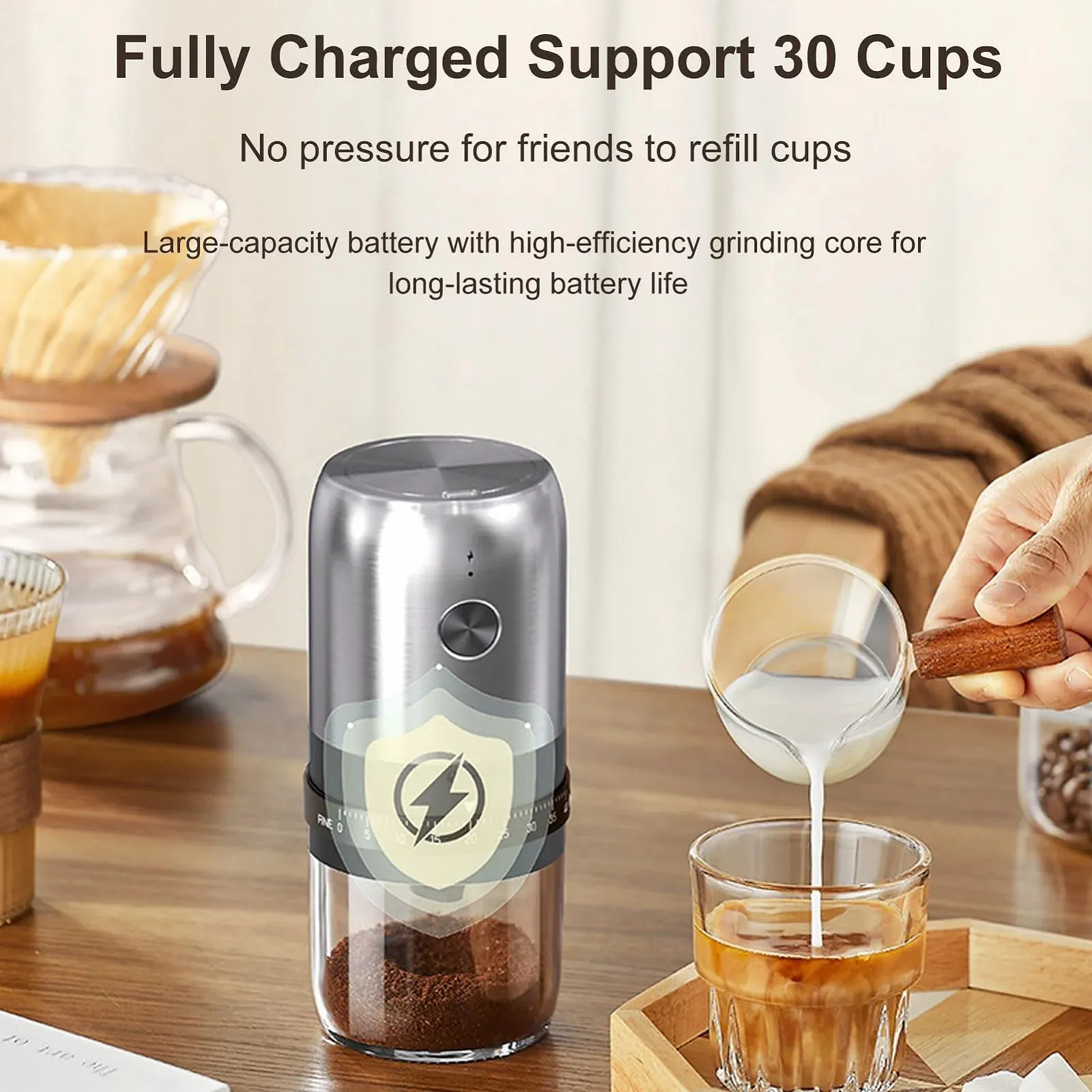 Электрическая кофемолка Перезаряжаемая 40 регулируемых настроек, фото №3