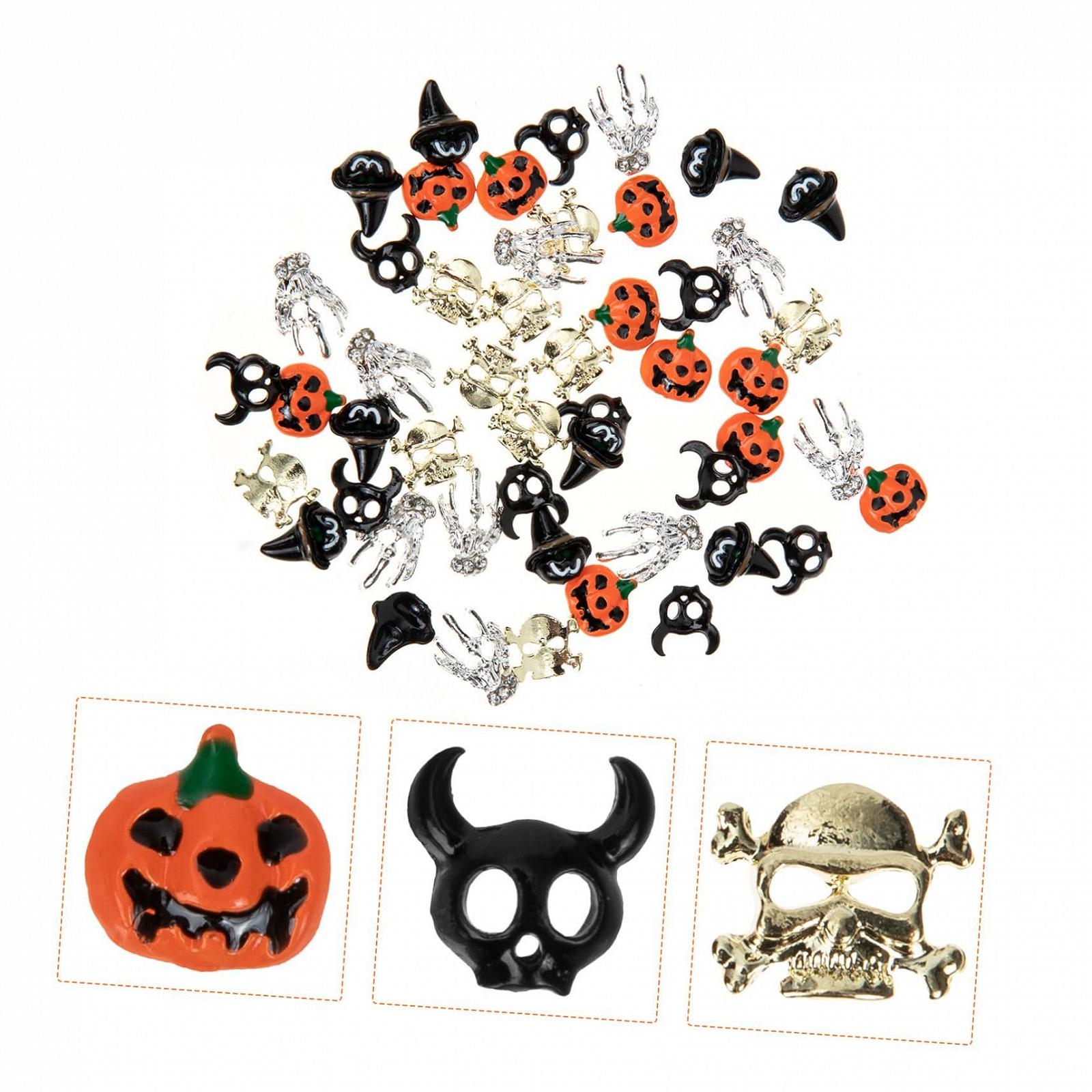 Аксессуары для дизайна ногтей Beavorty 100 шт., Подвески для ногтей, Уникальные украшения для ногтей Каваи, Подвески для ногтей на Хэллоуин, Скелет, Заклепки, фото №6
