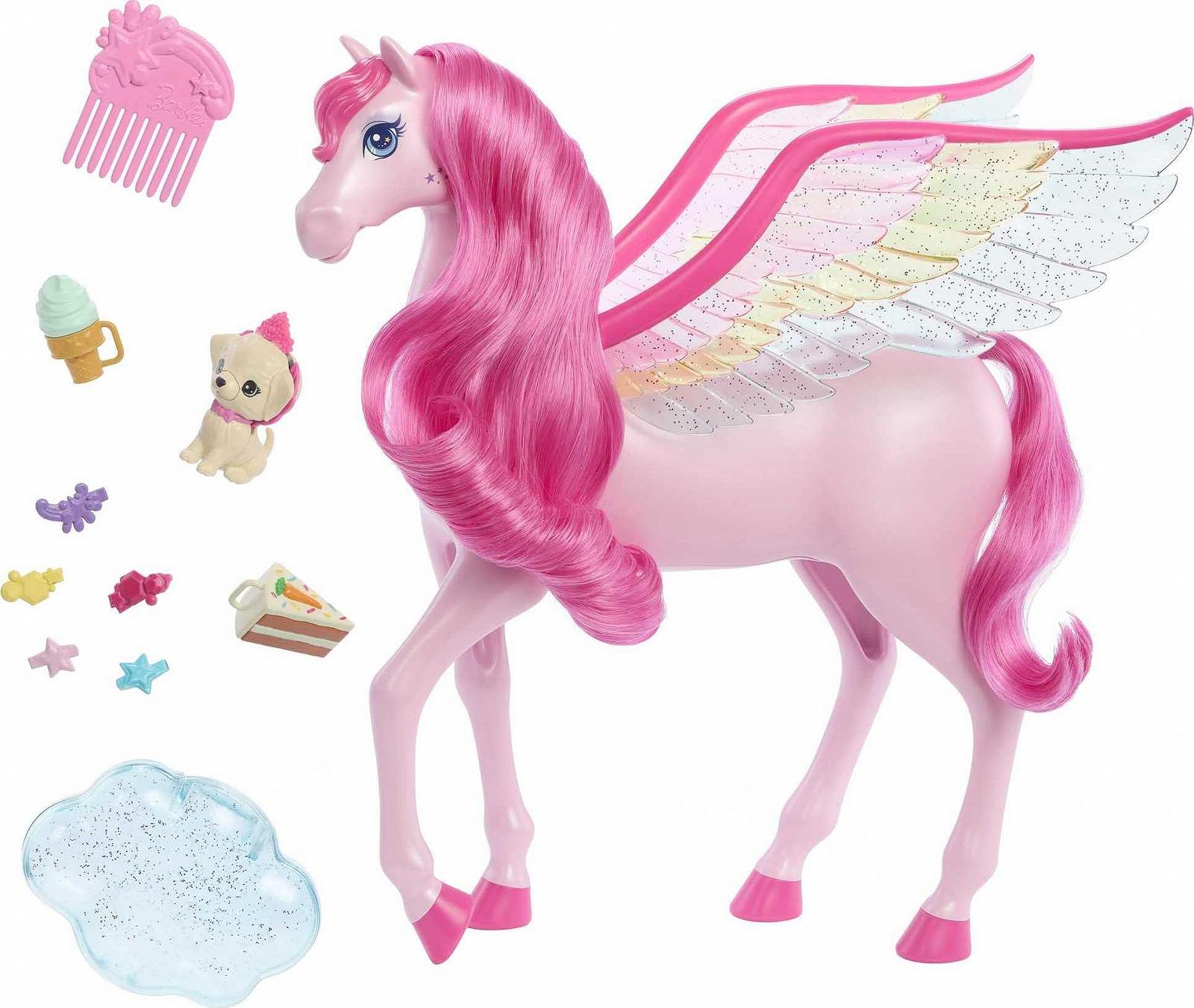 Игрушка Barbie Pegasus Pink с 10 аксессуарами Включая щенка, крылатый конь с освещением и звуками, фото №3