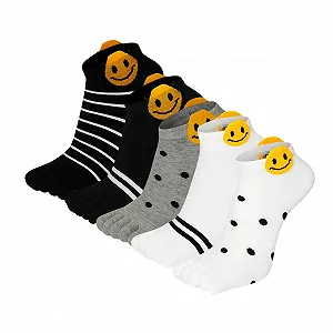 Женские носки с пальцами, хлопковые милые красочные носки для кроссовок с пальцами для спорта, бега, отдыха, 5 пар - Фото 1