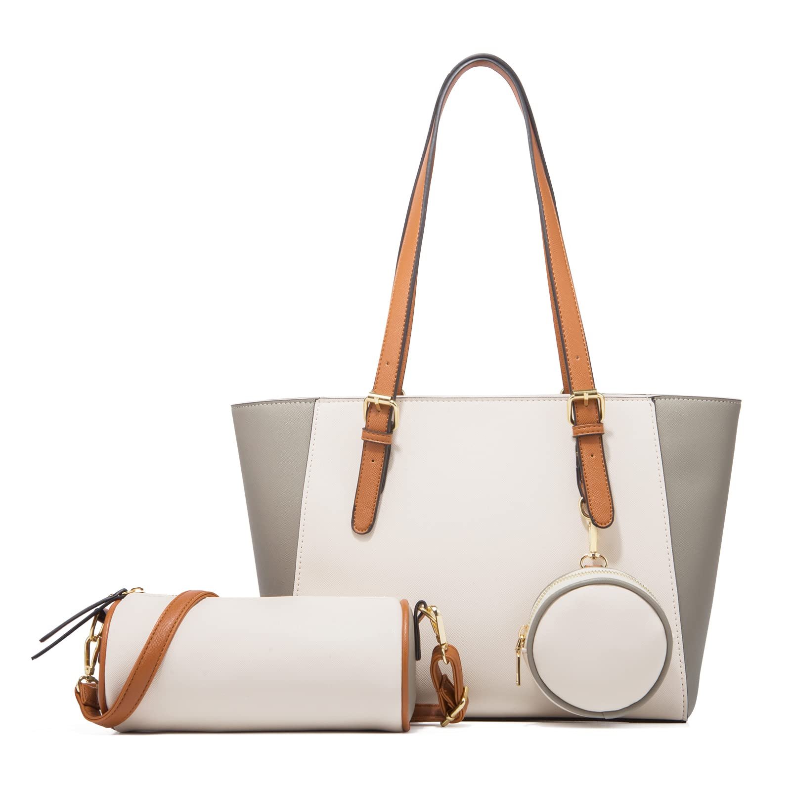 Сумка с ручкой FANDARE Комплект из 3 предметов, большая сумка-шоппер, сумка через плечо, кошелек, сумка-тоут, белая, винтажная, фото №1