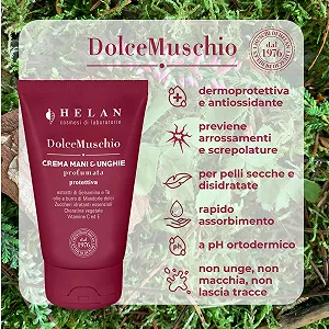 Крем для рук Helan Dolce Muschio восстанавливающий для сухой и потрескавшейся кожи рук с витамином C, E и питательным маслом сладкого миндаля synthetic.ua - Фото 1