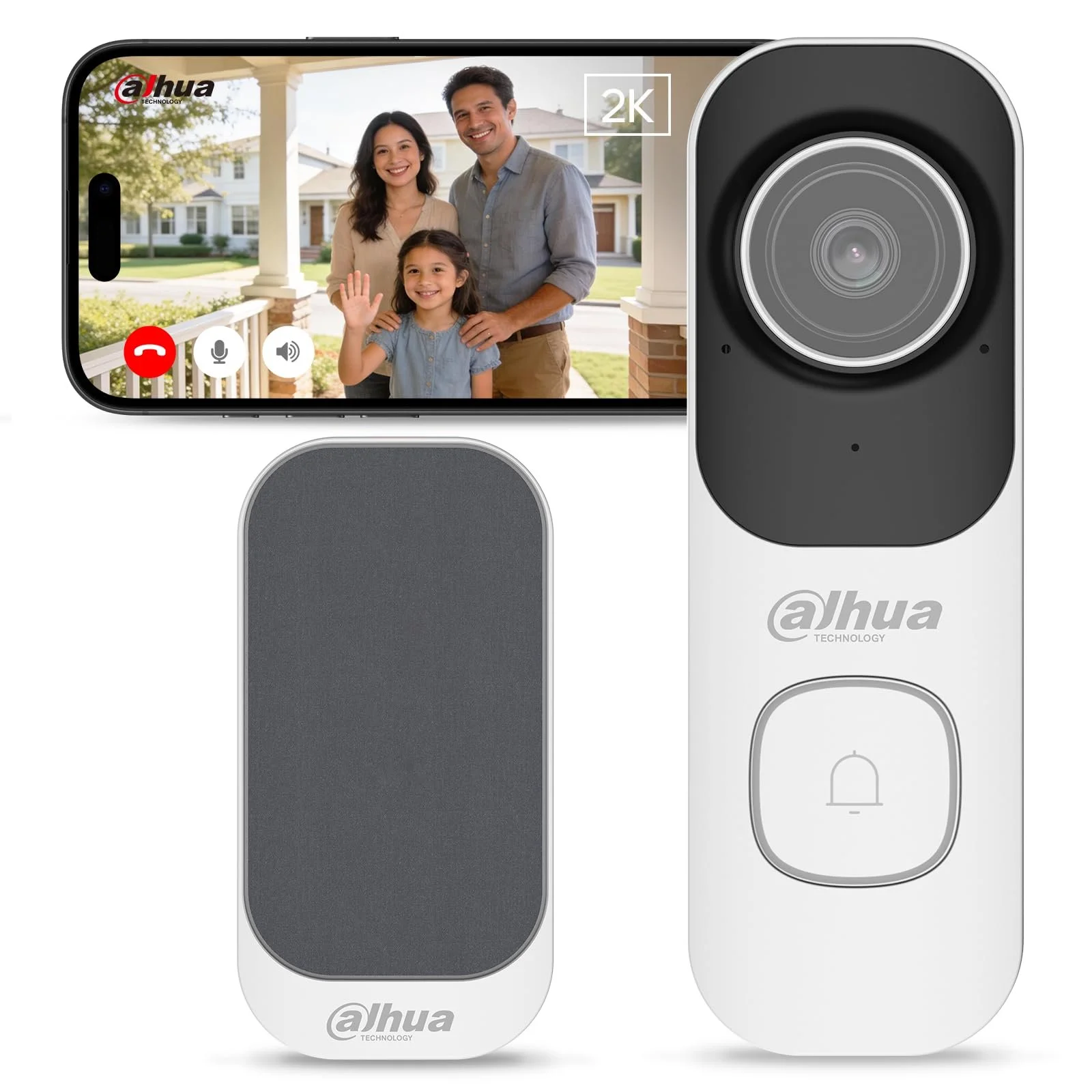 Відеодзвінок Dahua 2K 4MP WiFi IP65 White, фото №1 Відеодзвінок Dahua 2K 4MP WiFi IP65 White, фото №1
