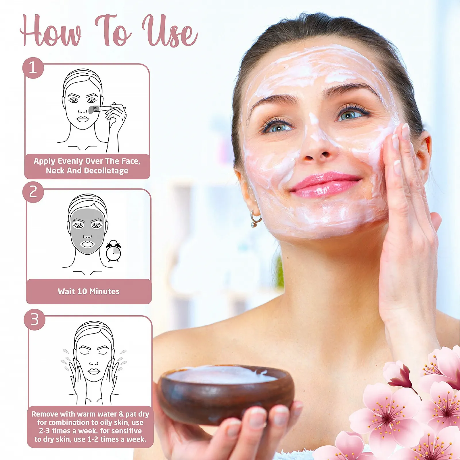 Маска для лица с розовой глиной MagiForet Австралийская розовая глина для проблемной кожи, лечение акне, фото №6