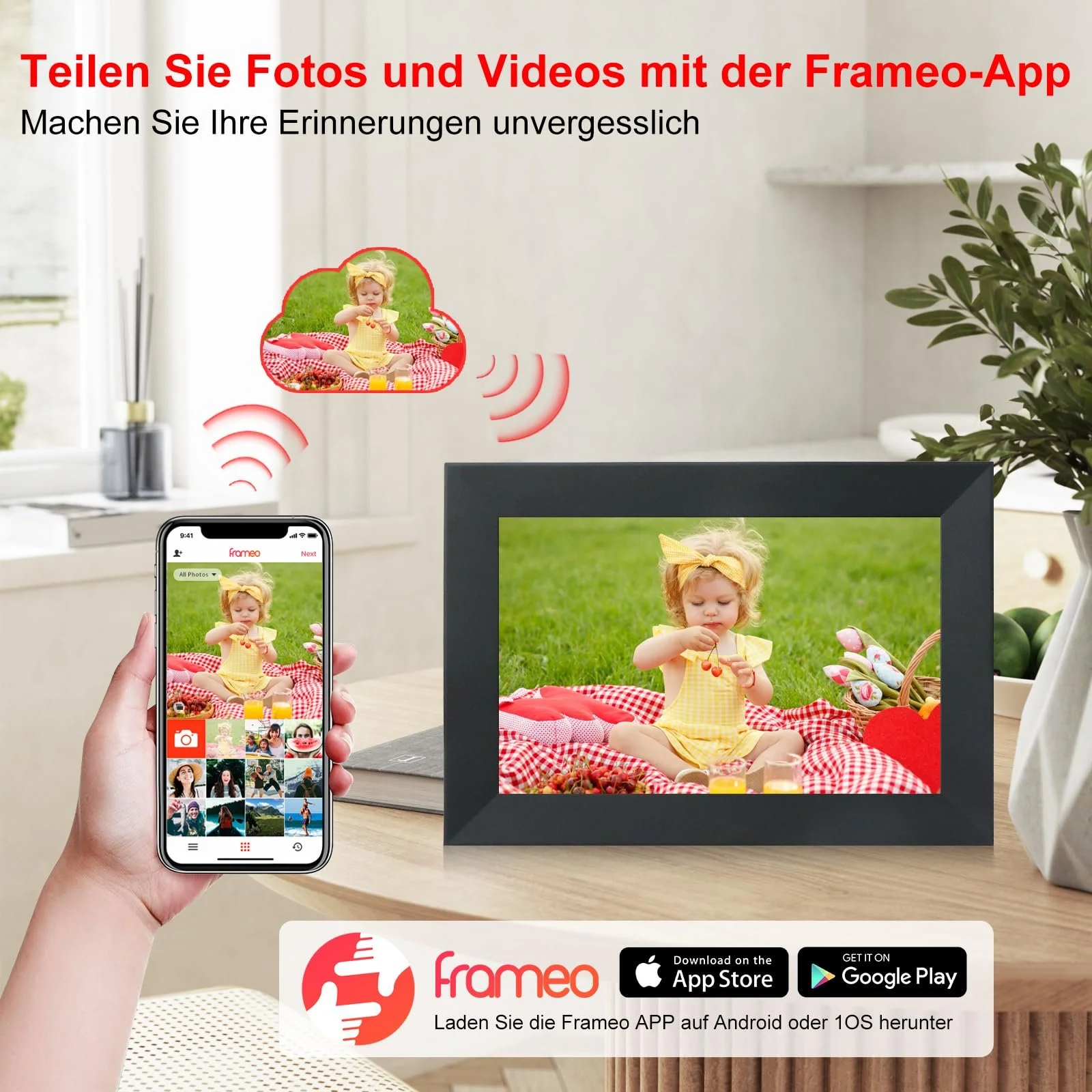 Цифровая фоторамка Frameo WiFi 10.1" 1920 x 1200 HD IPS Touchscreen 16 GB Черный, фото №3