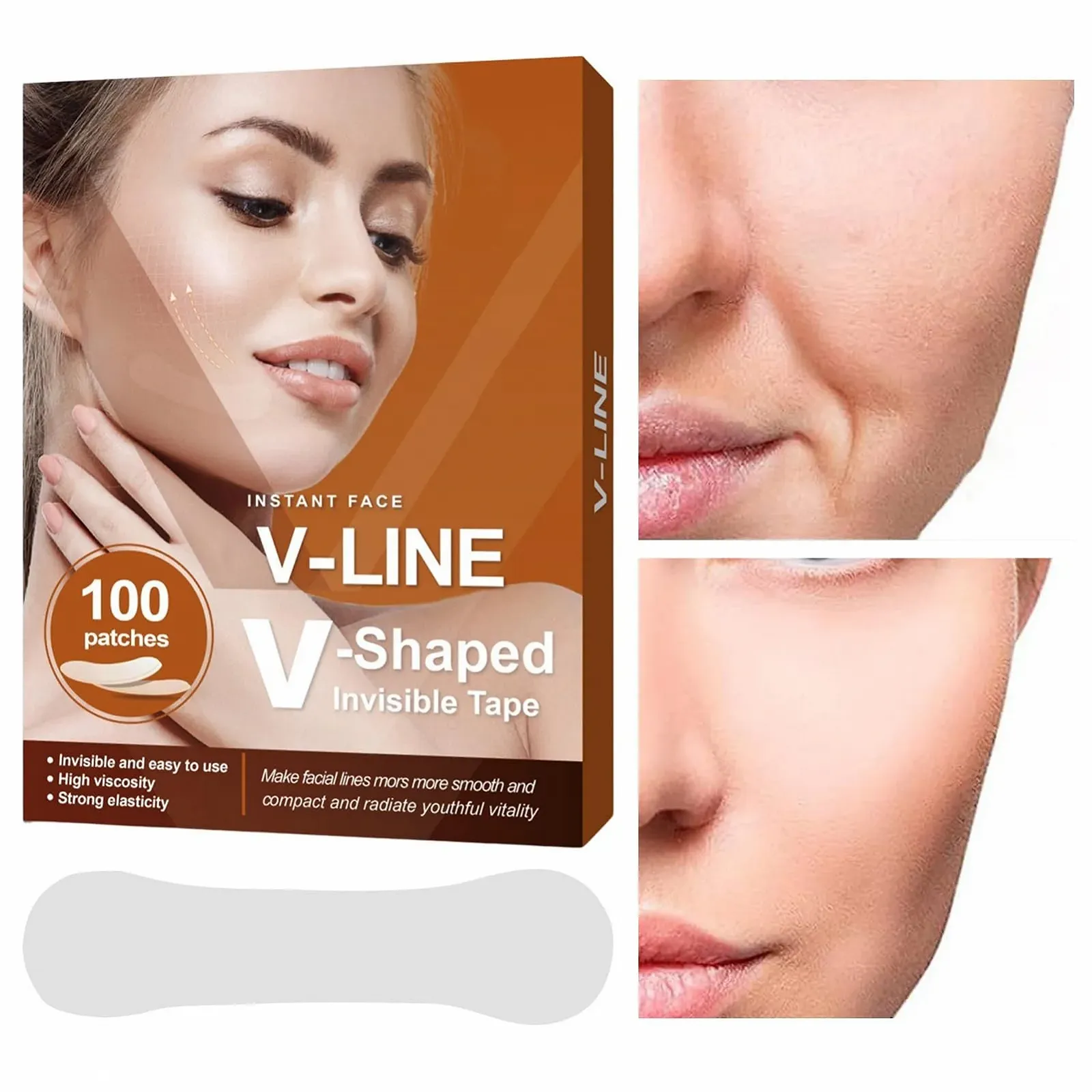 Стрічка для обличчя Faceling Invisible V Shape, прозора, для підтяжки підборіддя та щік, фото №9